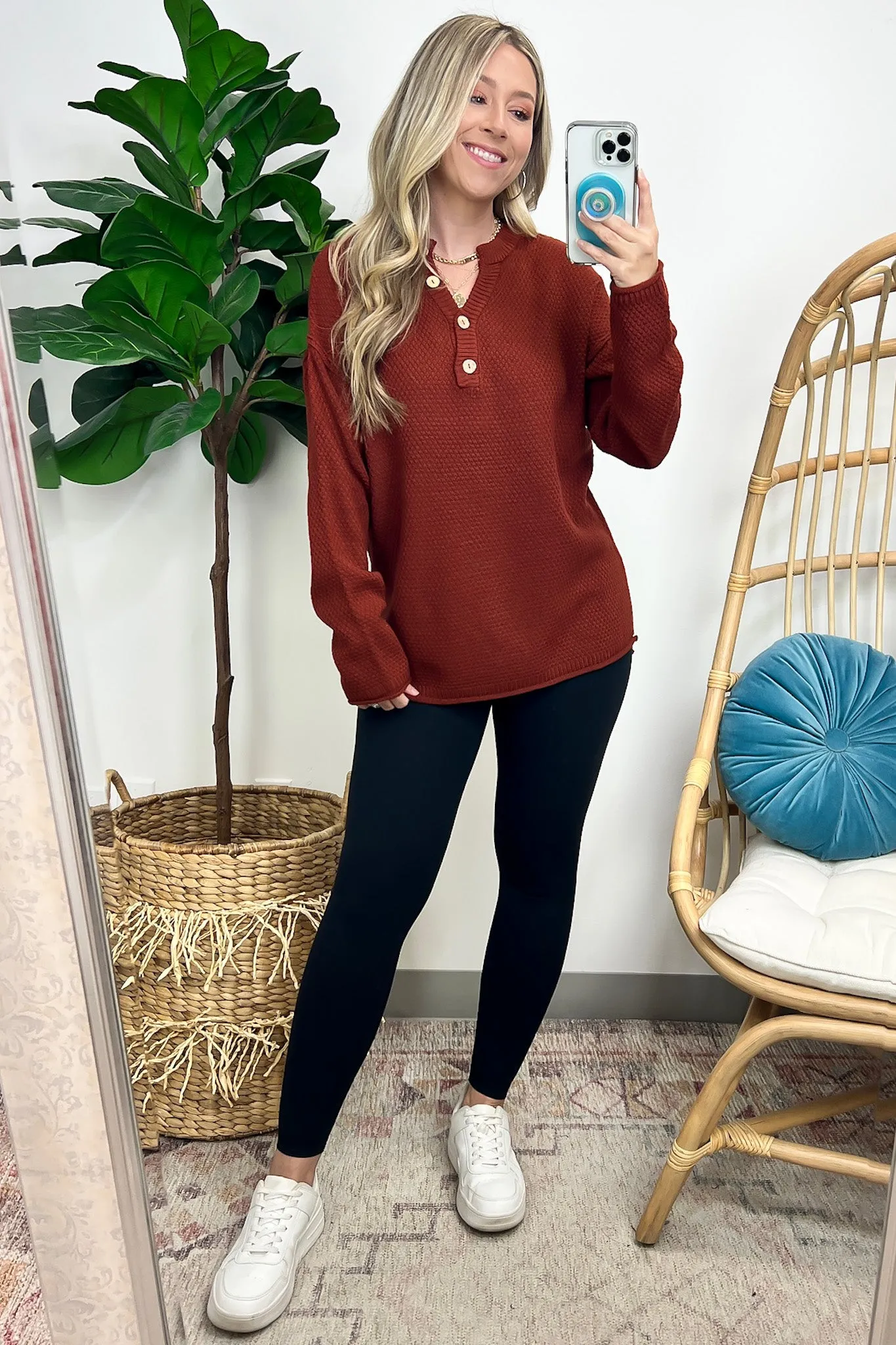 Kyrie Button Henley Knit Sweater - FINAL SALE
