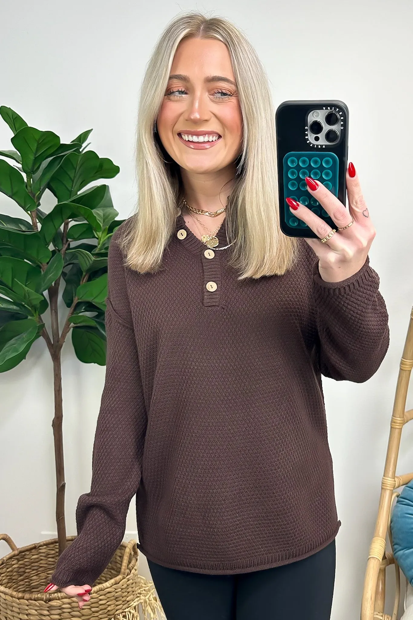 Kyrie Button Henley Knit Sweater - FINAL SALE