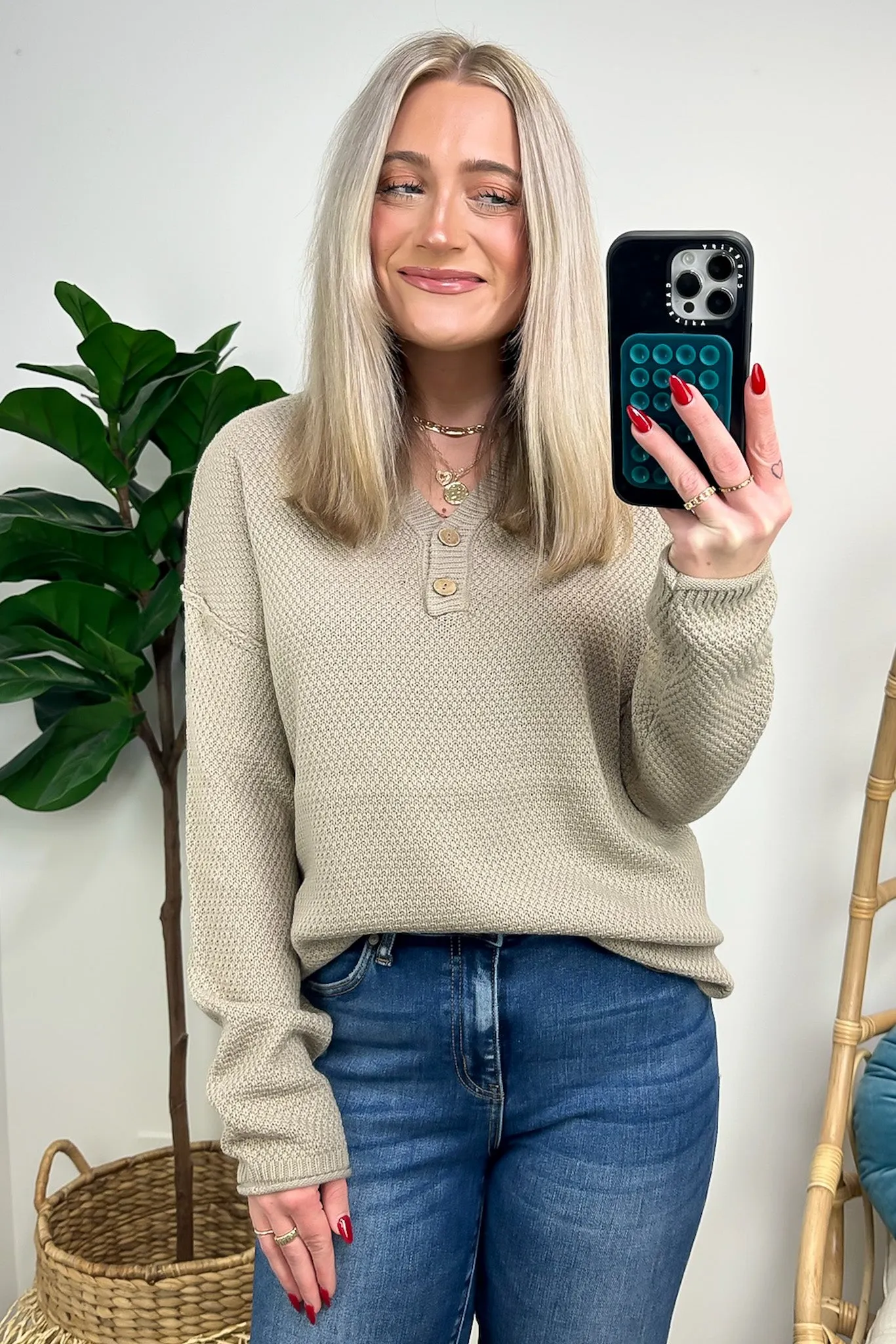 Kyrie Button Henley Knit Sweater - FINAL SALE
