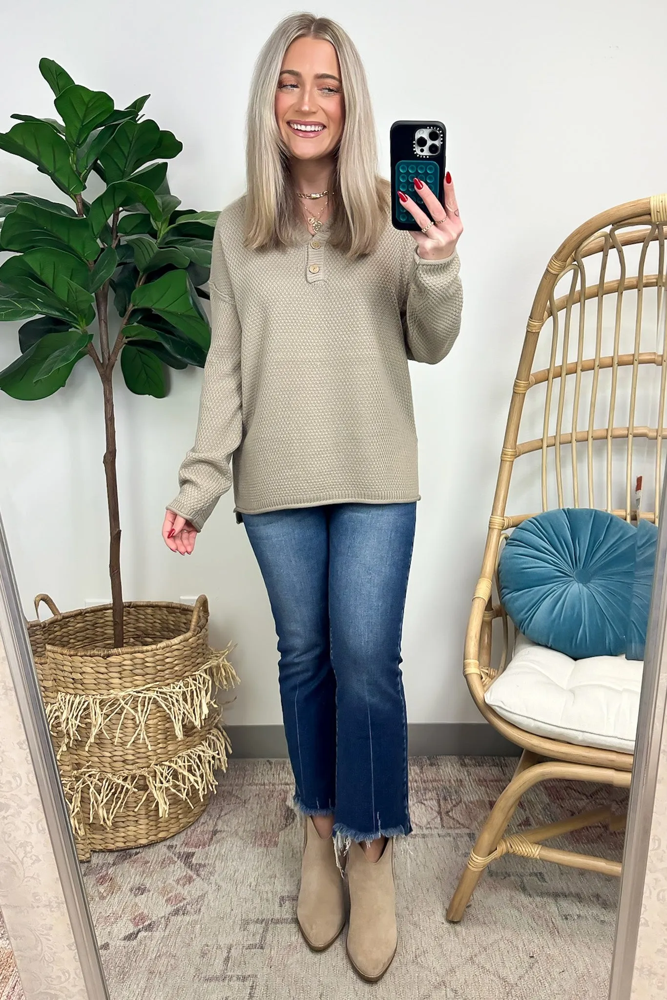 Kyrie Button Henley Knit Sweater - FINAL SALE