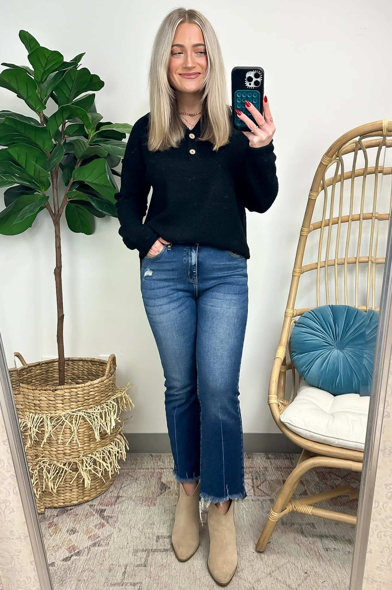 Kyrie Button Henley Knit Sweater - FINAL SALE
