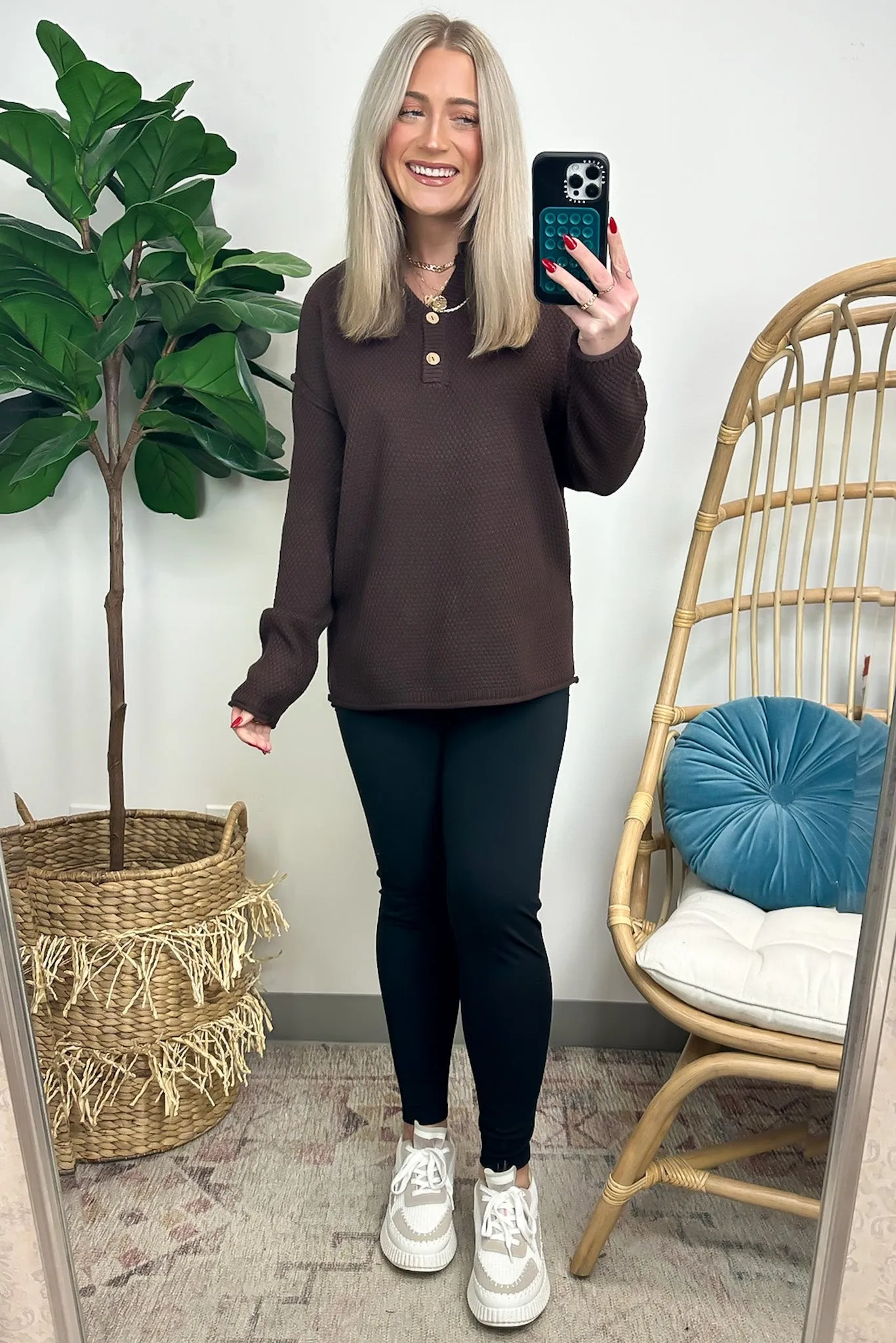 Kyrie Button Henley Knit Sweater - FINAL SALE
