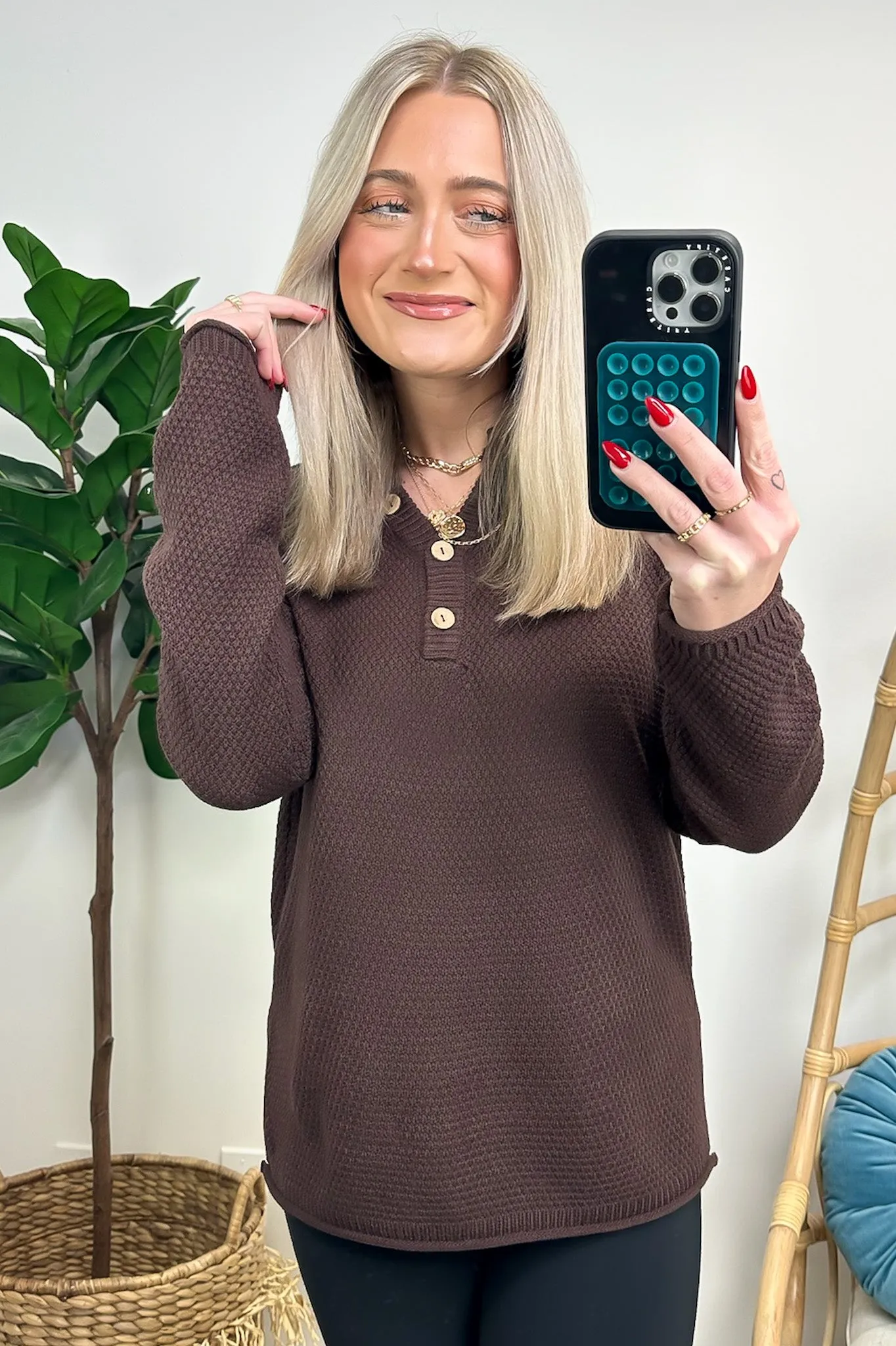 Kyrie Button Henley Knit Sweater - FINAL SALE