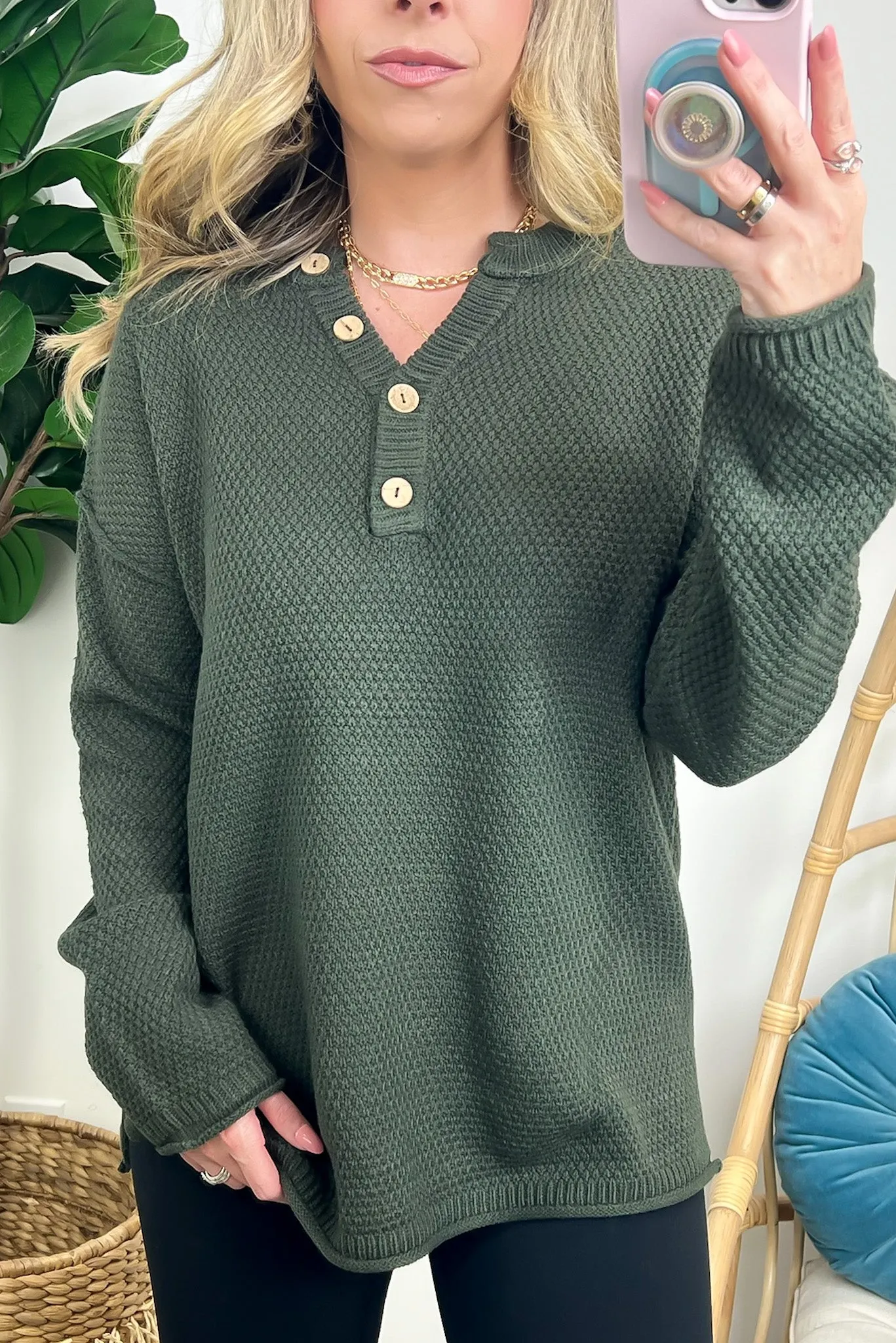 Kyrie Button Henley Knit Sweater - FINAL SALE