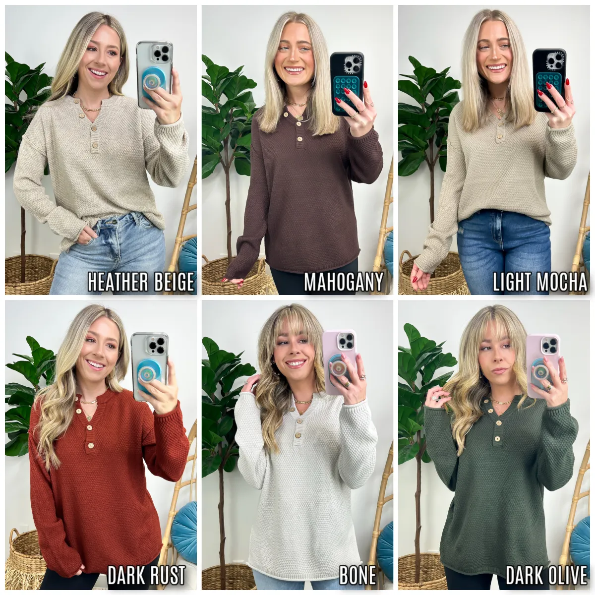 Kyrie Button Henley Knit Sweater - FINAL SALE