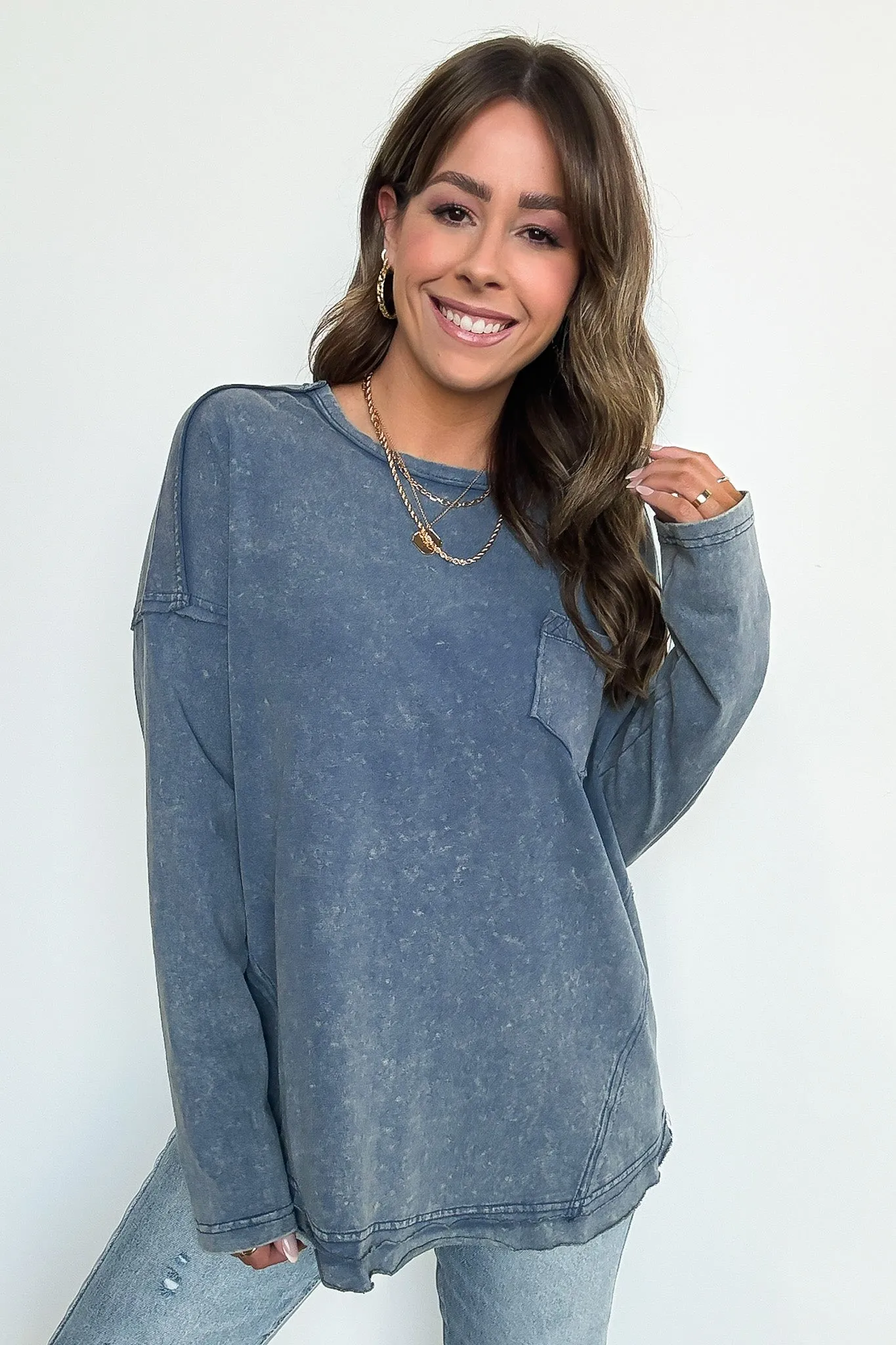 Laina Mineral Wash Long Sleeve Top