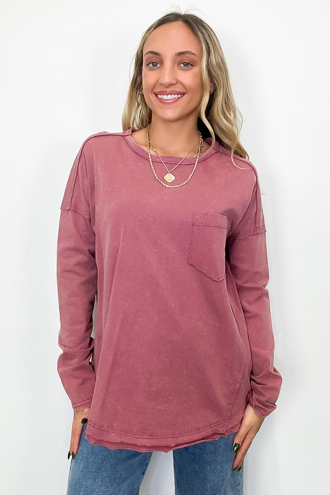 Laina Mineral Wash Long Sleeve Top