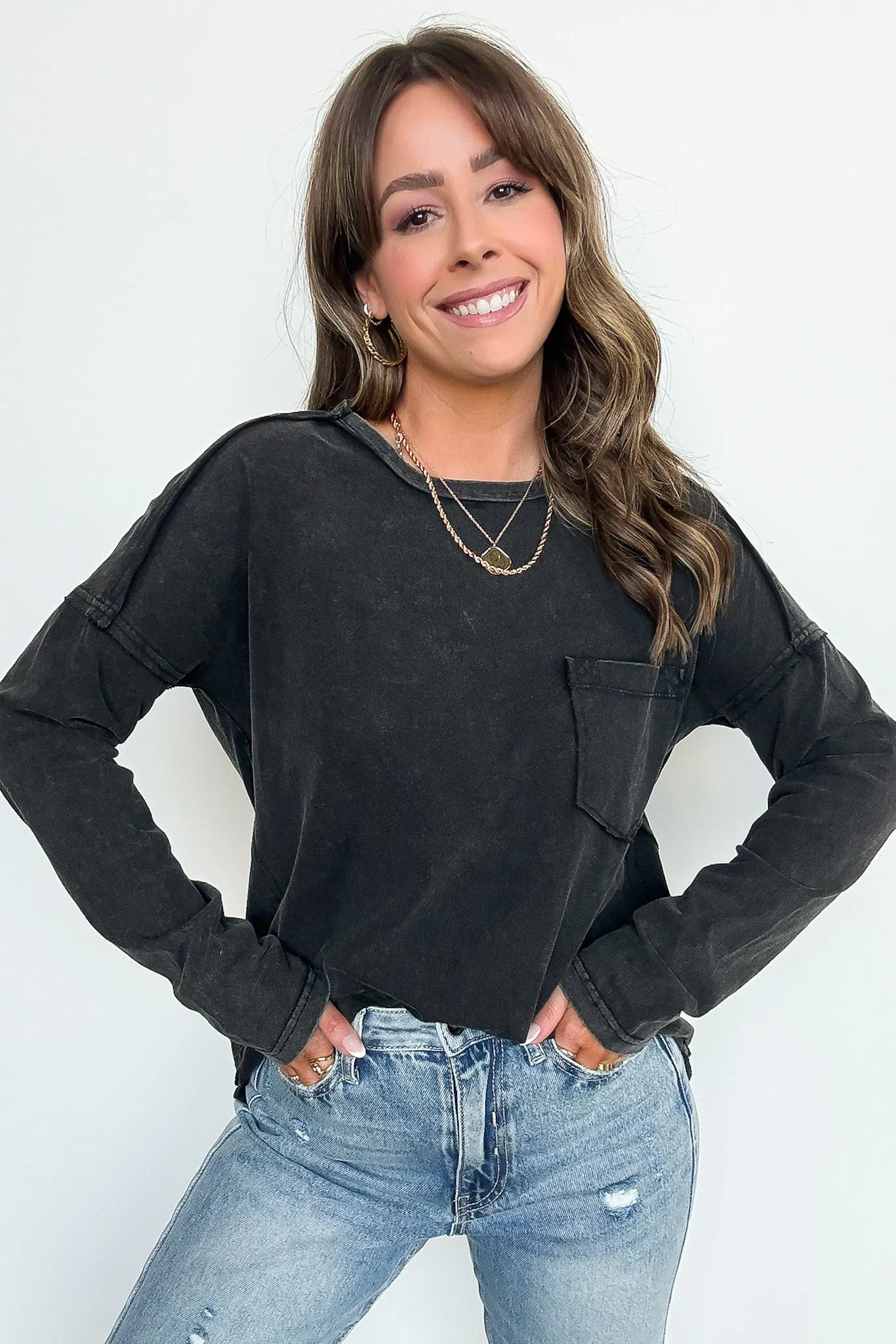 Laina Mineral Wash Long Sleeve Top