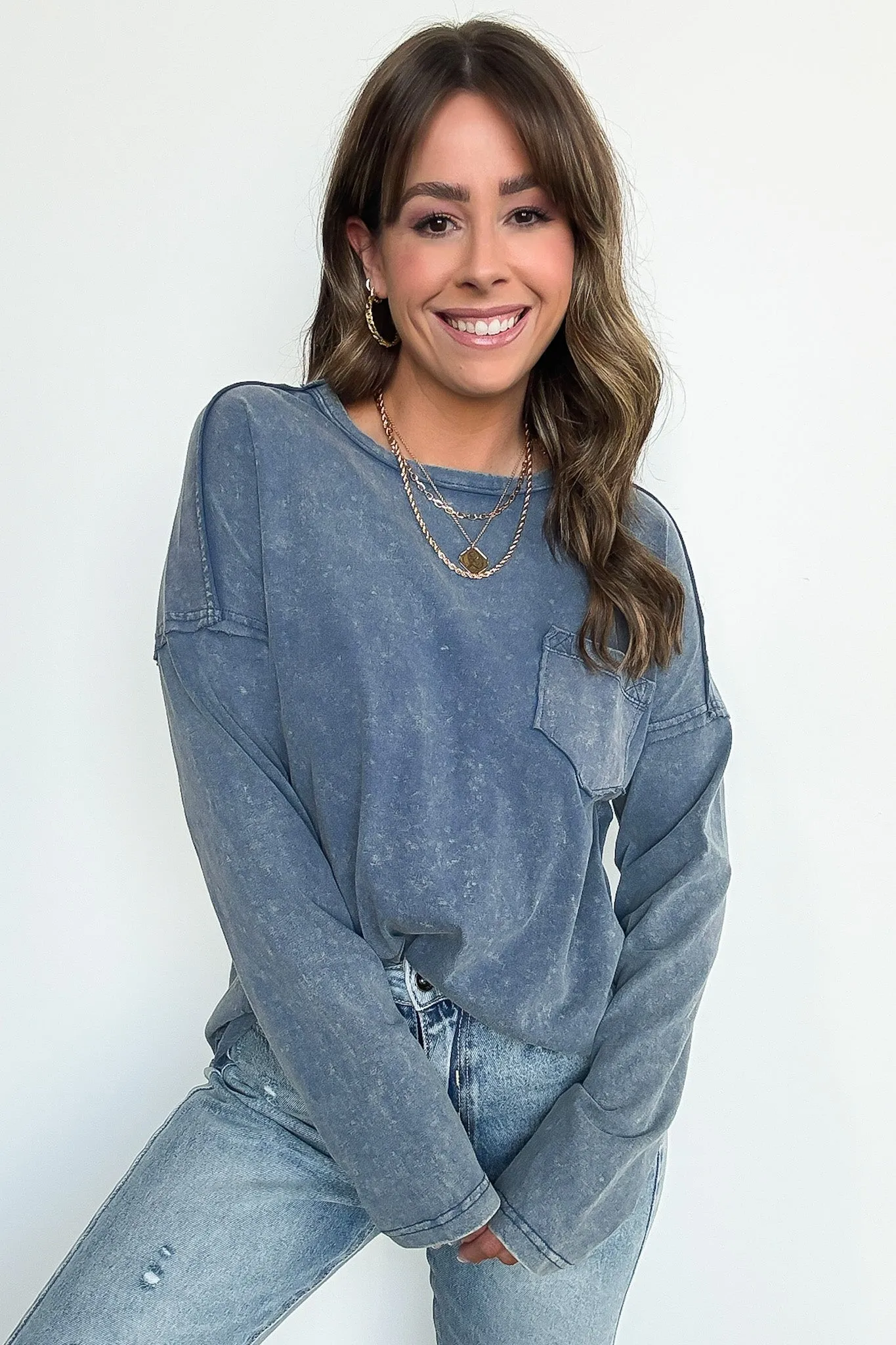 Laina Mineral Wash Long Sleeve Top