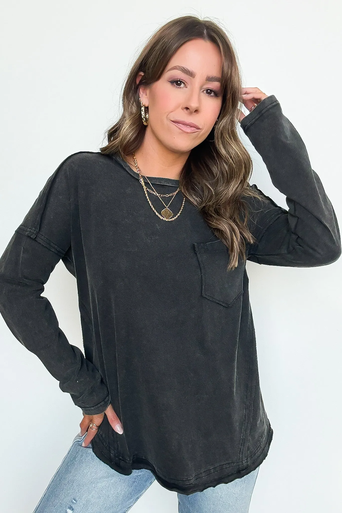 Laina Mineral Wash Long Sleeve Top