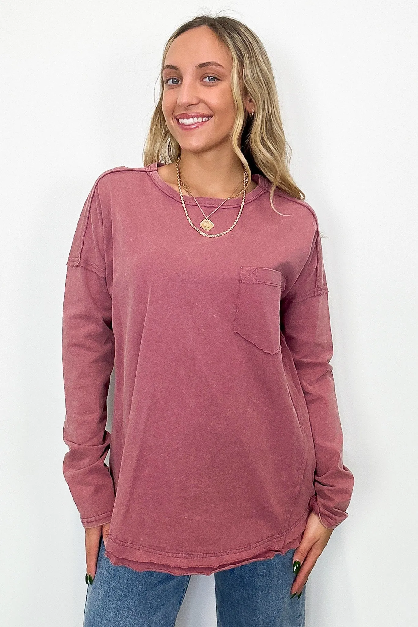Laina Mineral Wash Long Sleeve Top