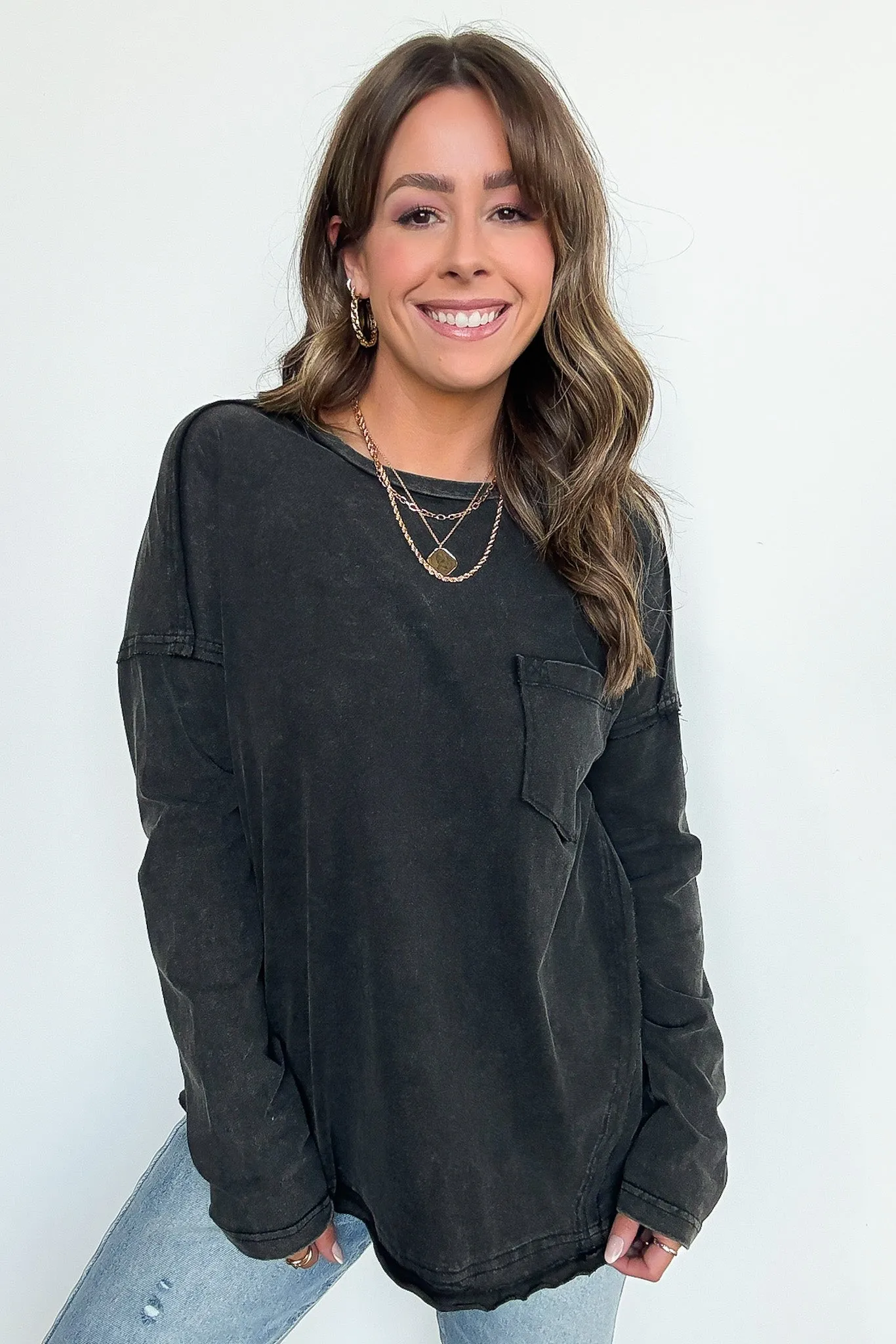 Laina Mineral Wash Long Sleeve Top