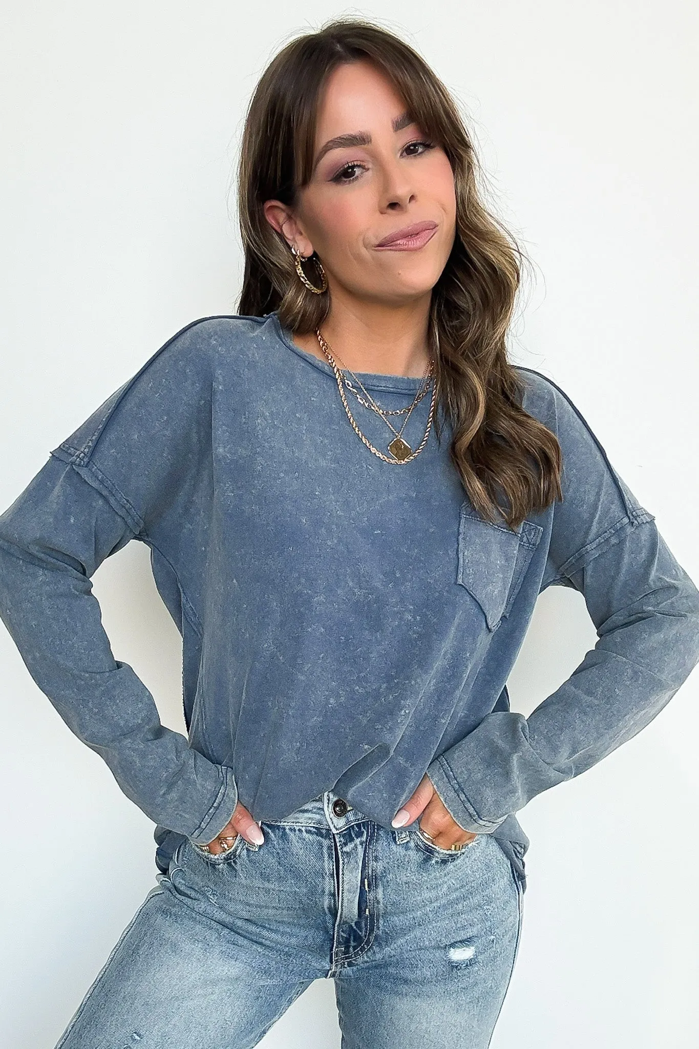 Laina Mineral Wash Long Sleeve Top
