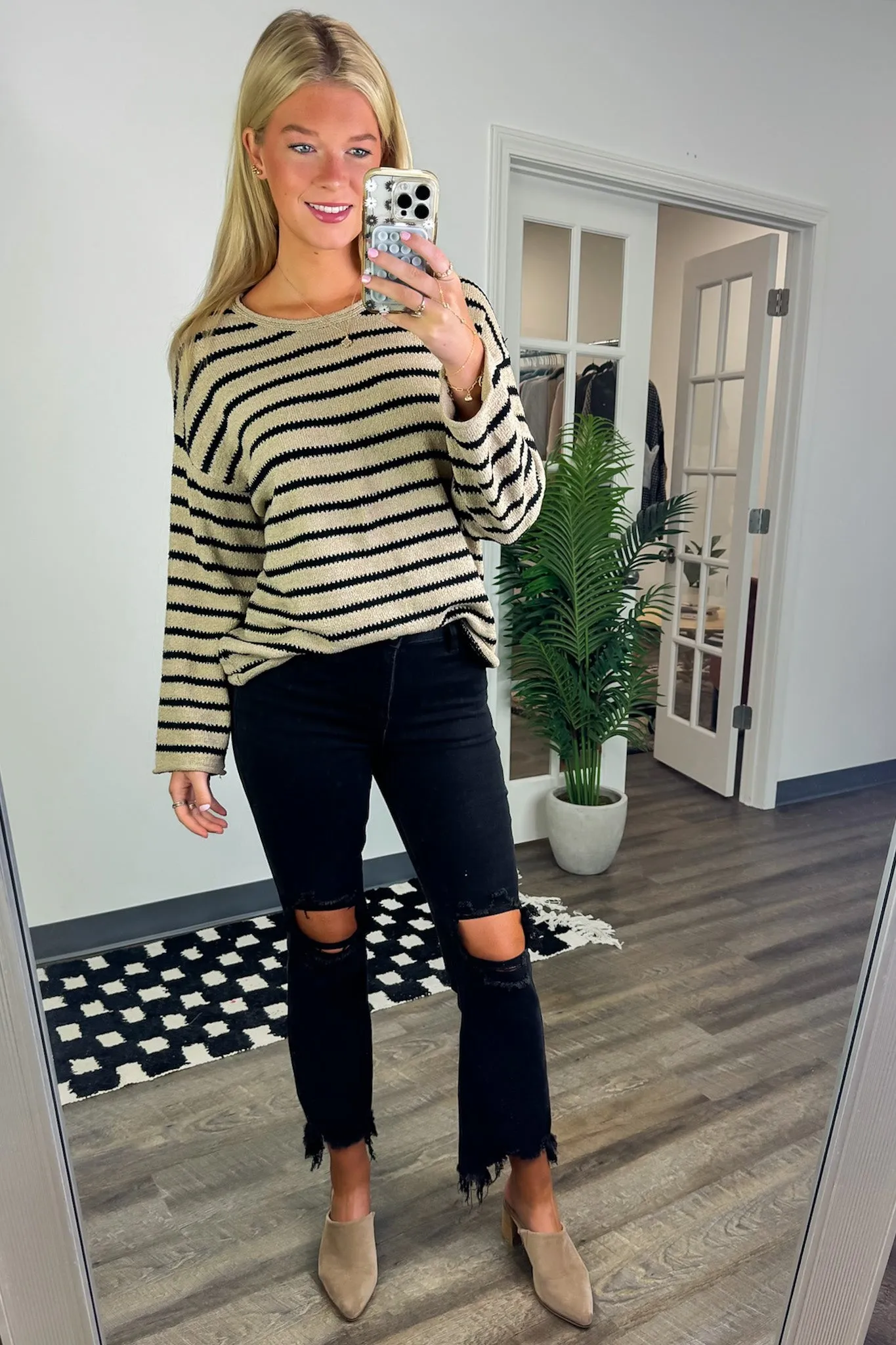 Laine Striped Knit Boatneck Sweater - FINAL SALE
