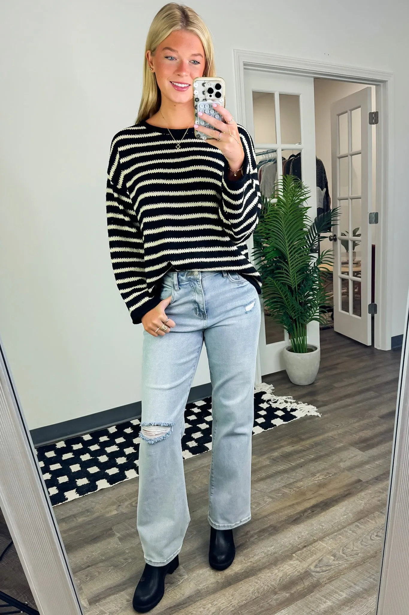 Laine Striped Knit Boatneck Sweater - FINAL SALE