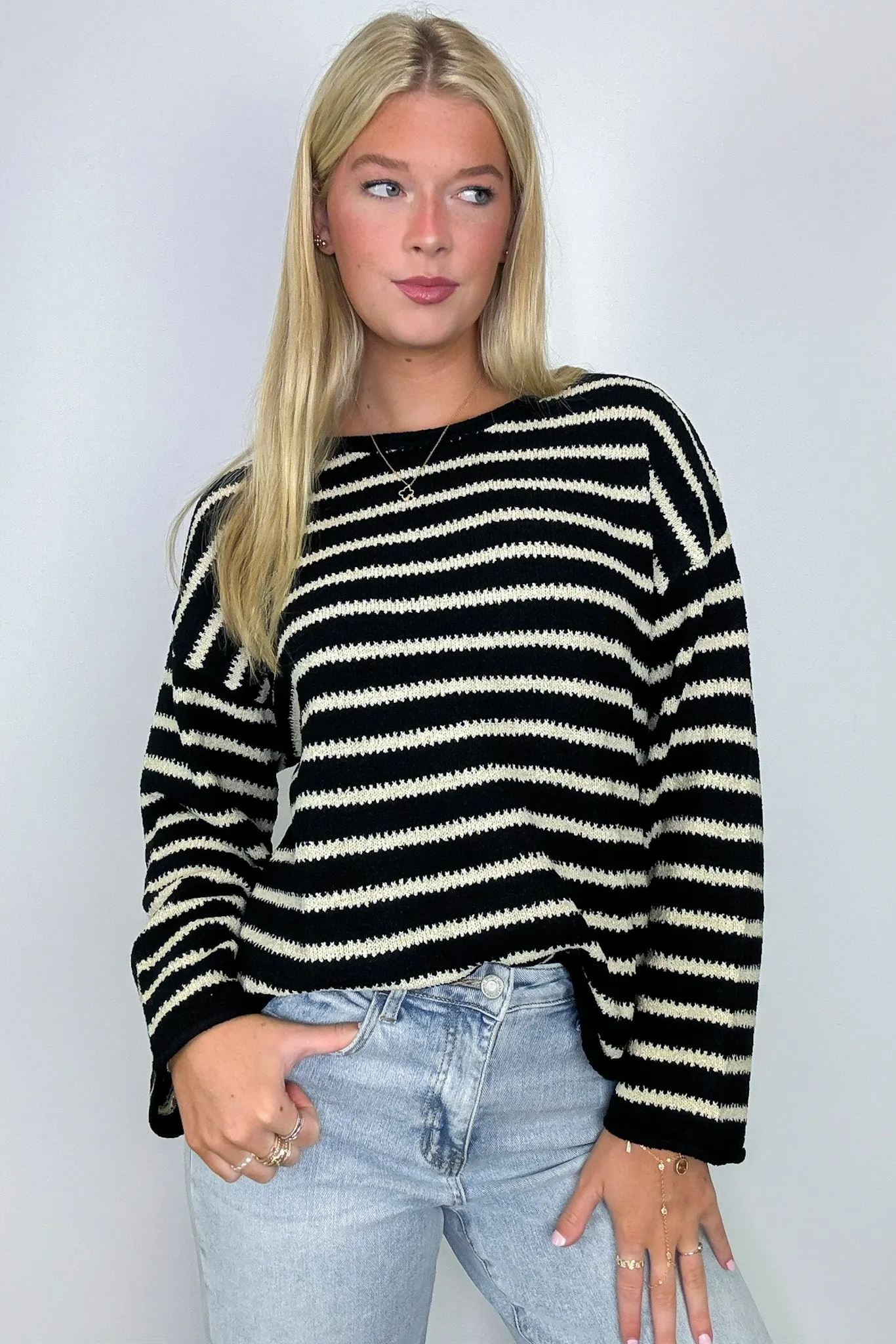 Laine Striped Knit Boatneck Sweater - FINAL SALE