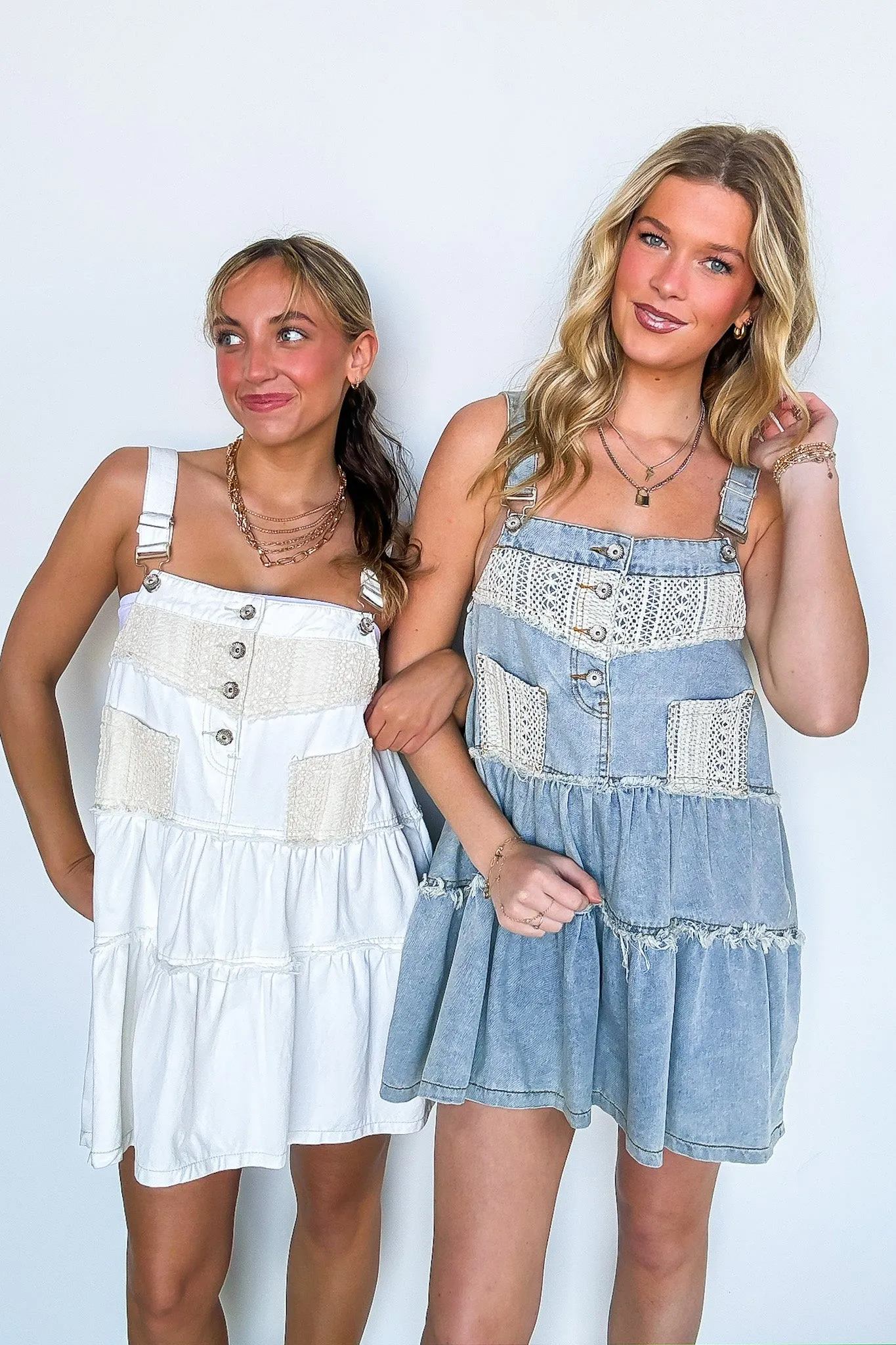Lana Frayed Denim Overall Dress