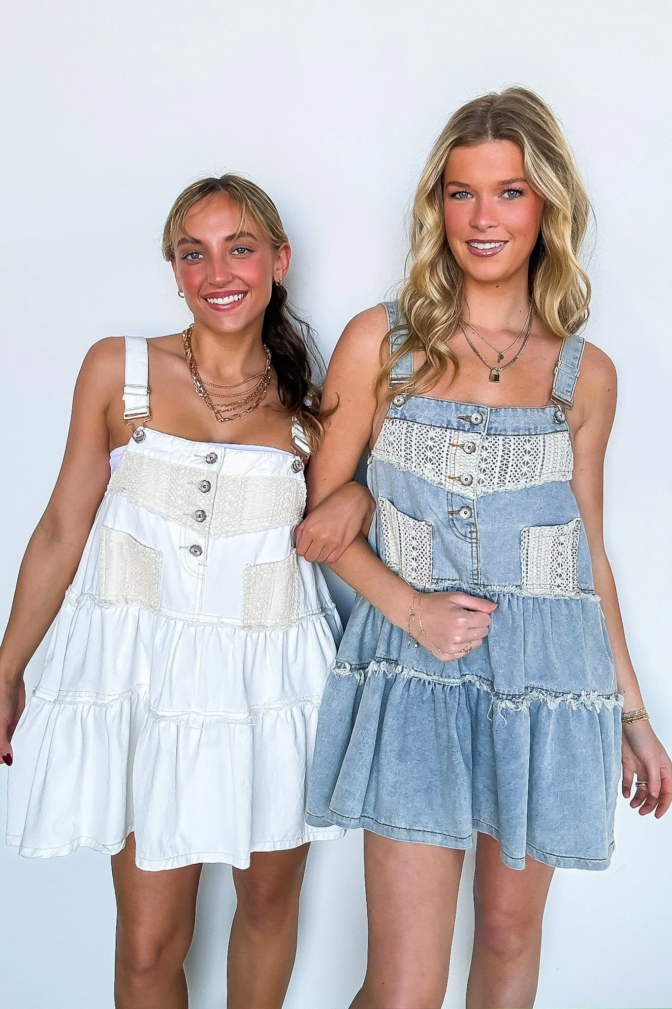 Lana Frayed Denim Overall Dress