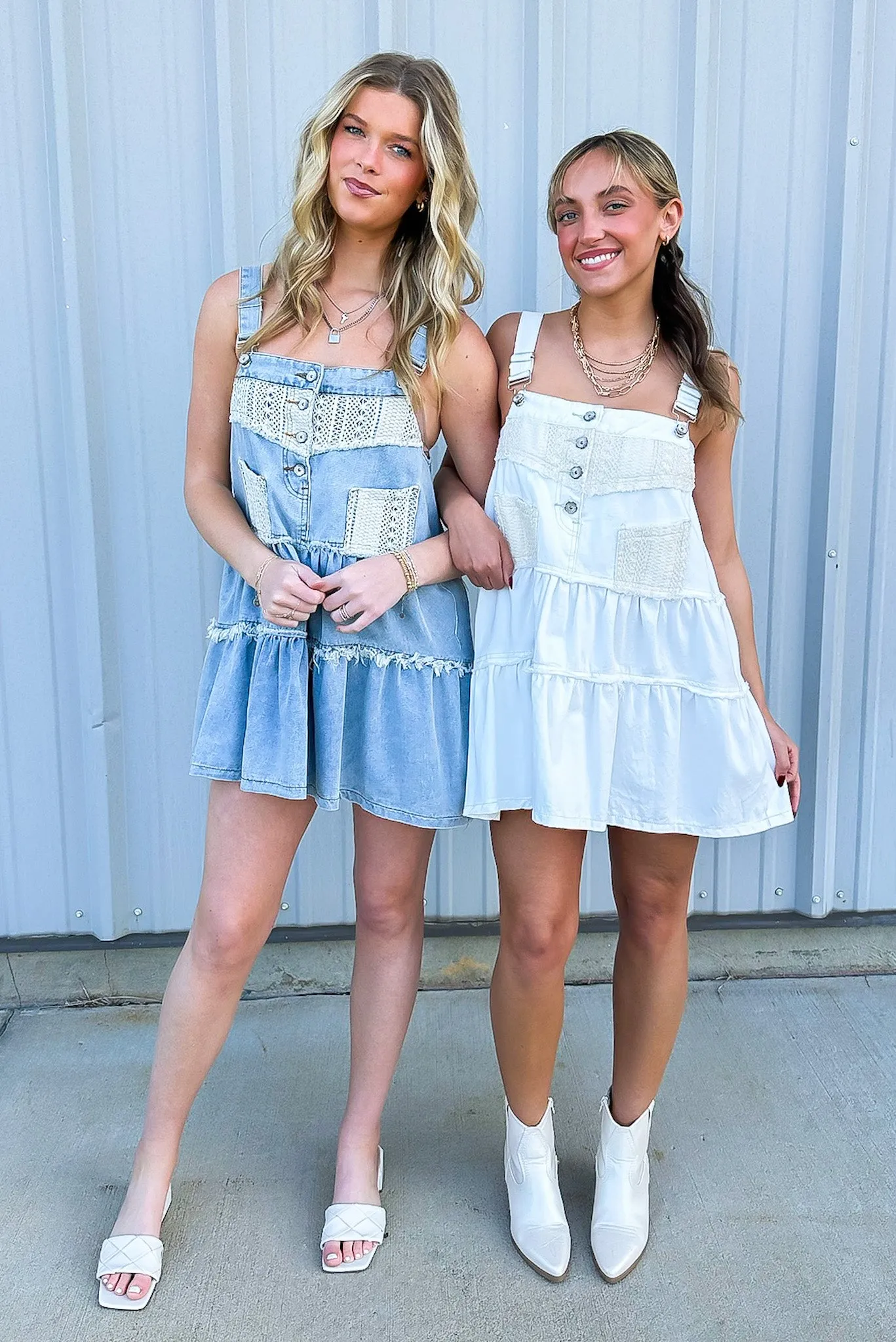 Lana Frayed Denim Overall Dress