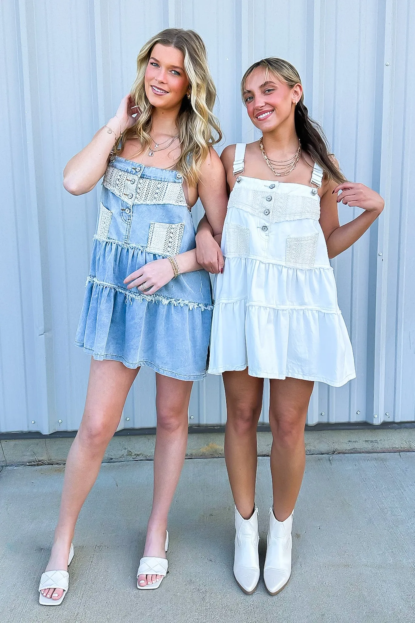 Lana Frayed Denim Overall Dress