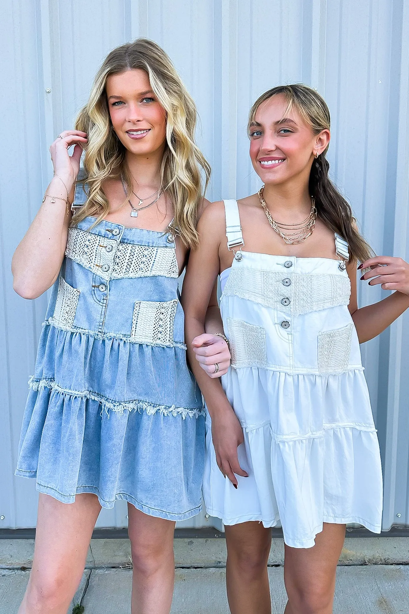Lana Frayed Denim Overall Dress
