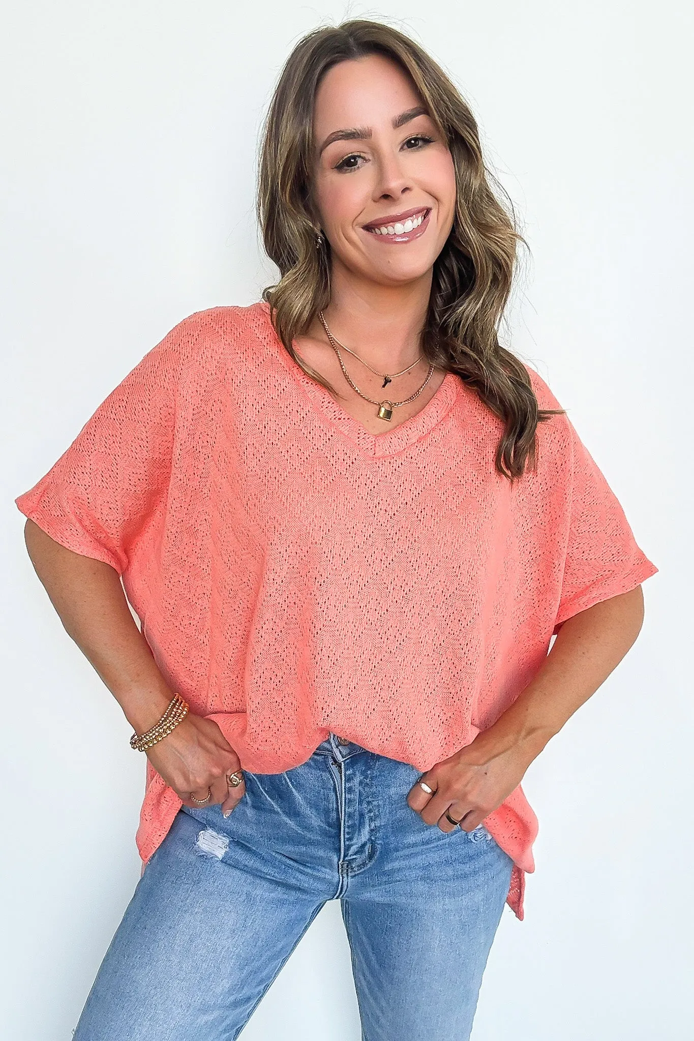 Lanai V-Neck Crochet Top