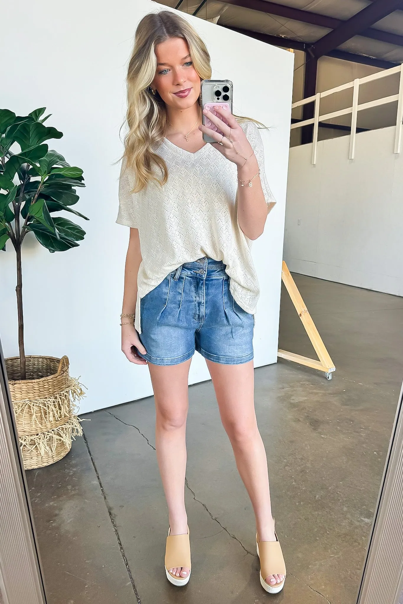 Lanai V-Neck Crochet Top