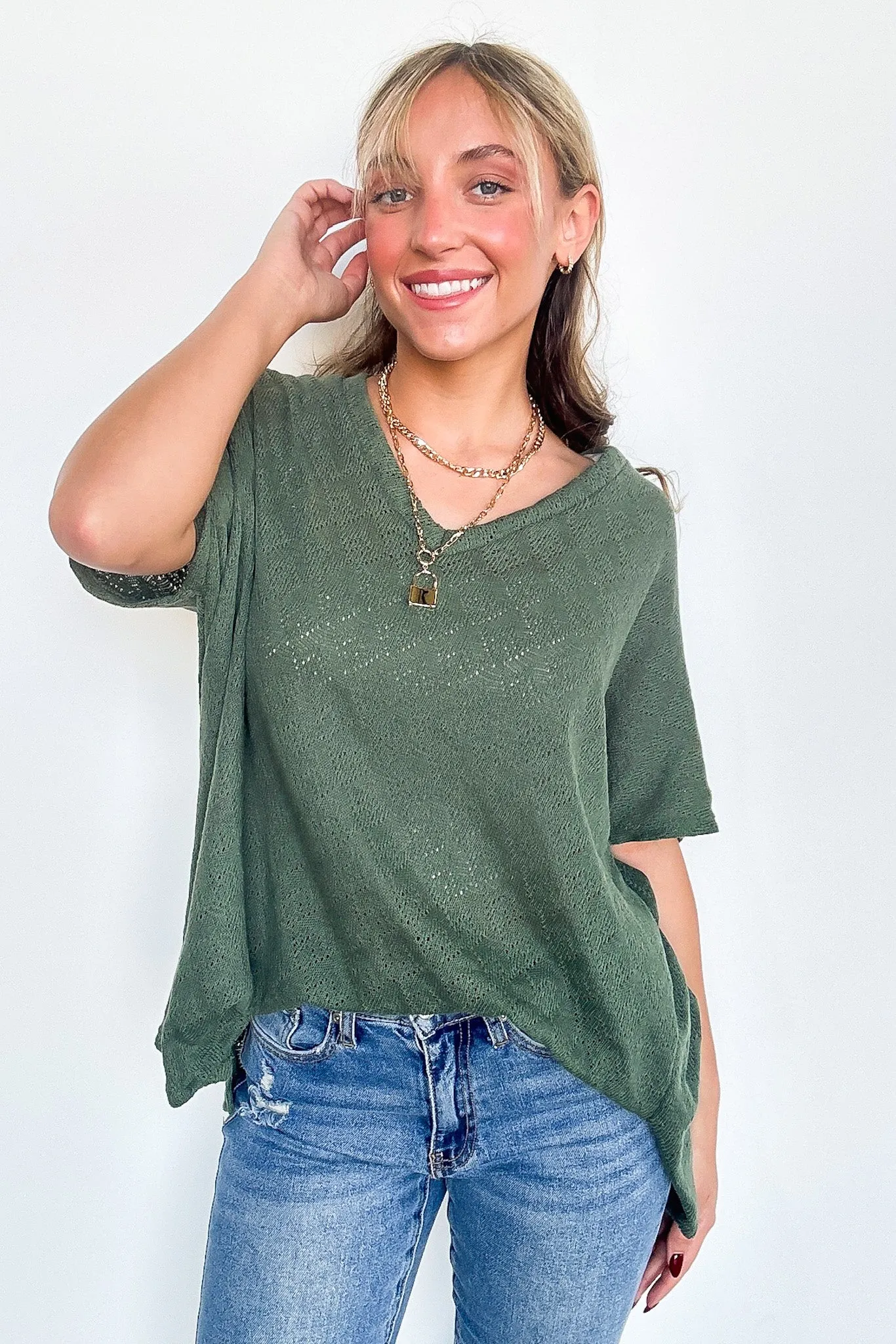Lanai V-Neck Crochet Top