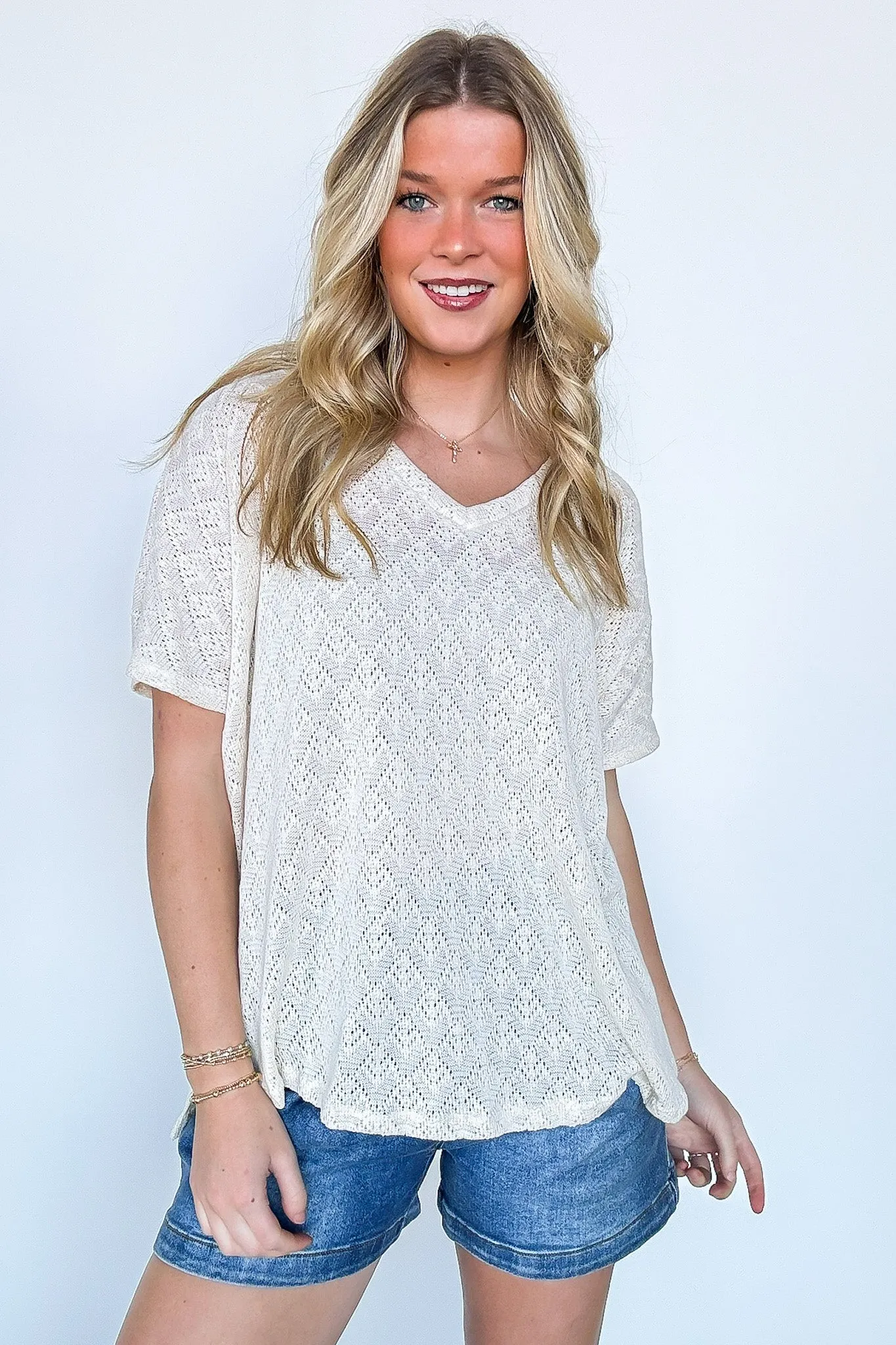 Lanai V-Neck Crochet Top