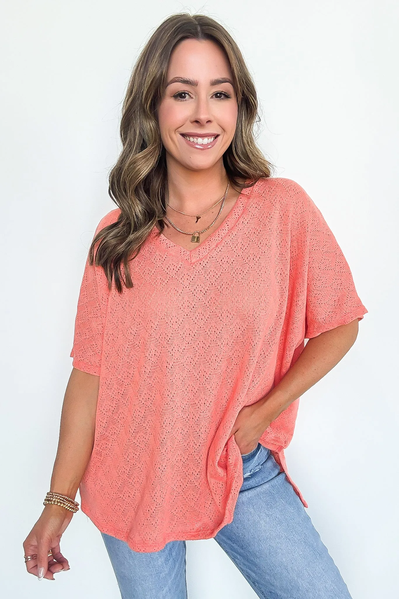 Lanai V-Neck Crochet Top