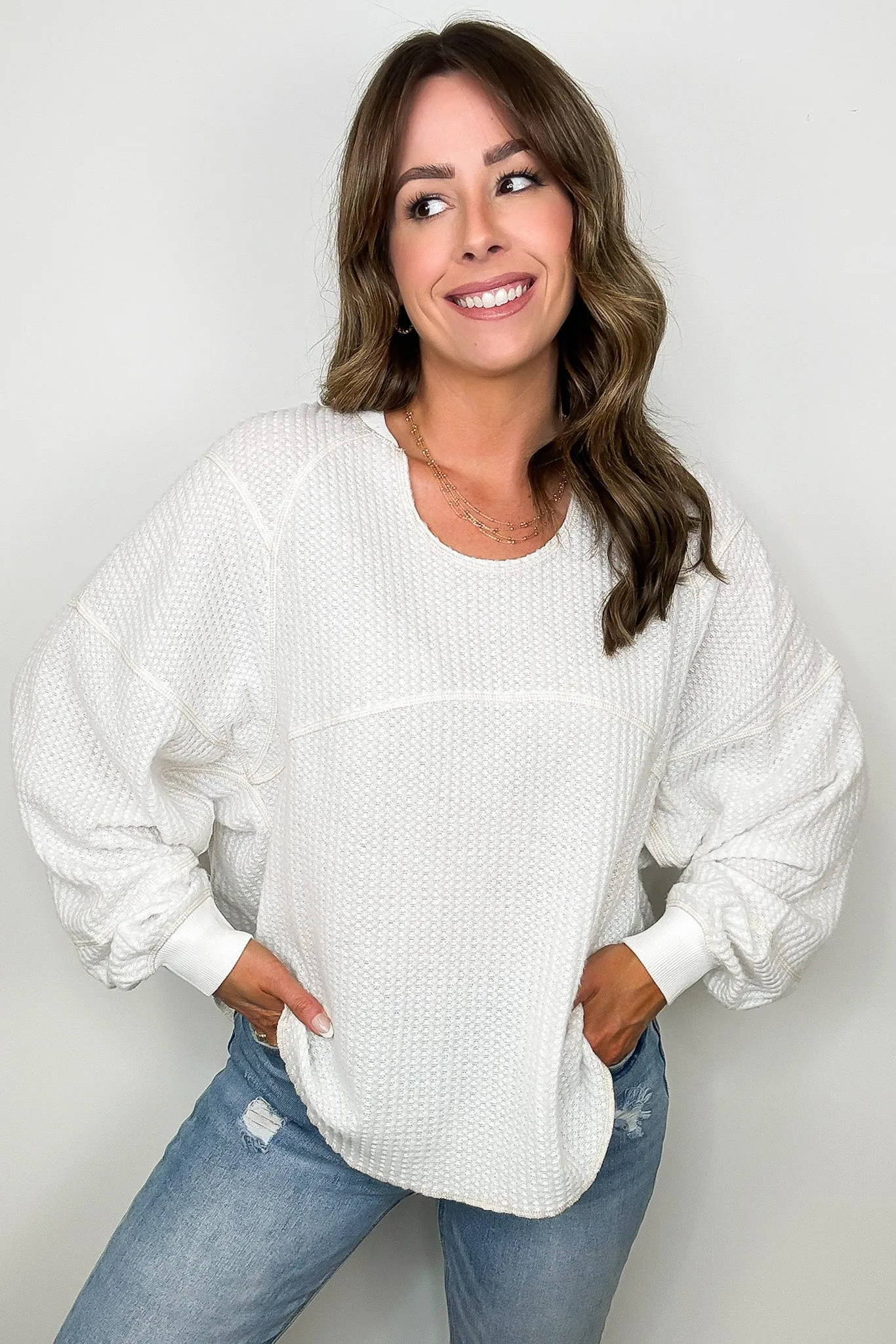 Larsyn Waffle Knit Relaxed Fit Top - FINAL SALE