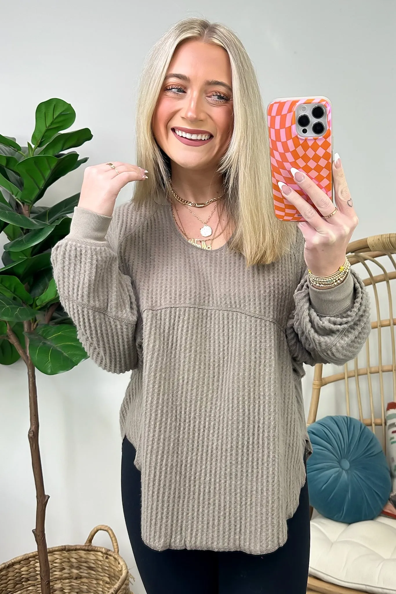 Larsyn Waffle Knit Relaxed Fit Top - FINAL SALE