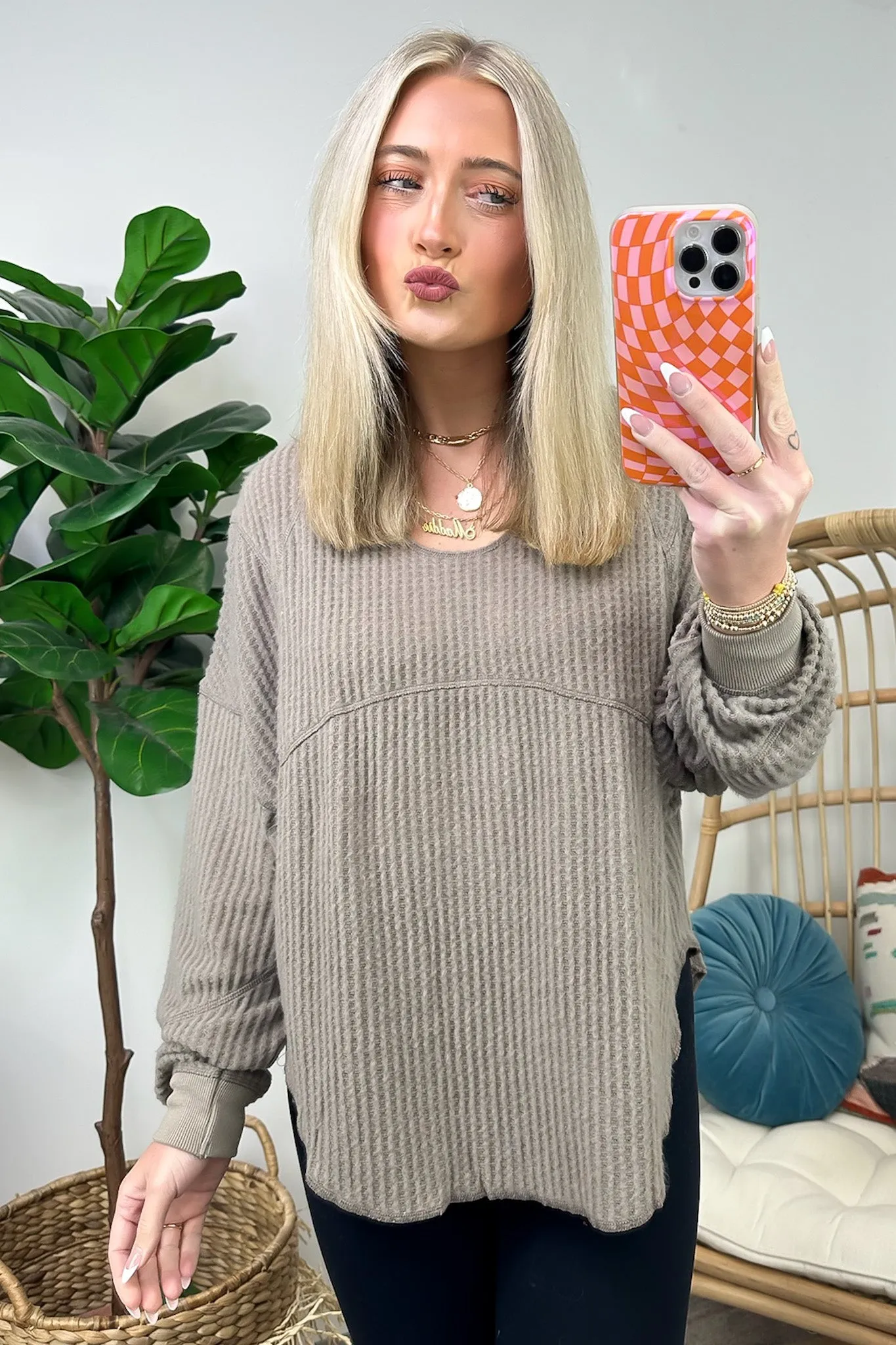 Larsyn Waffle Knit Relaxed Fit Top - FINAL SALE