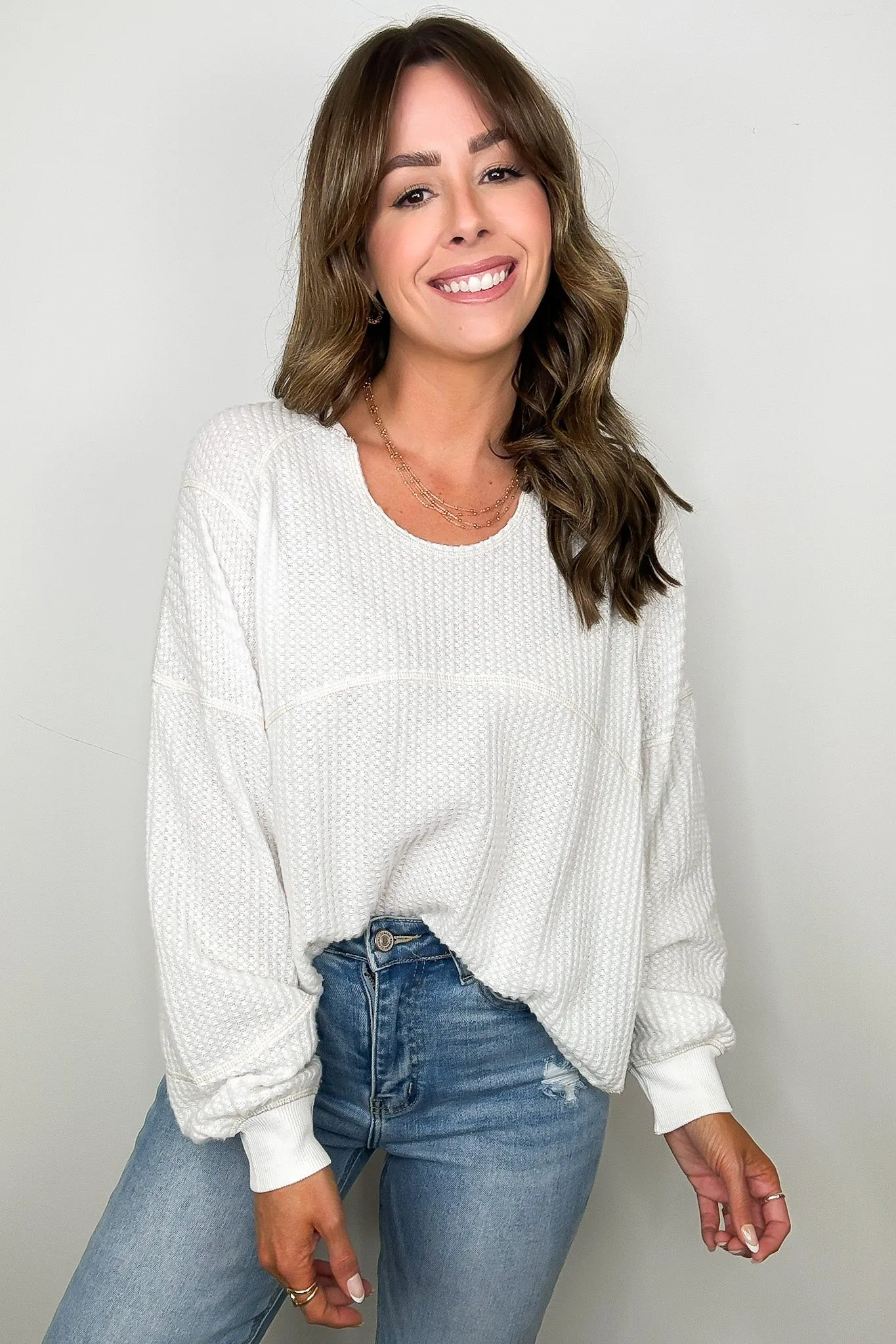 Larsyn Waffle Knit Relaxed Fit Top - FINAL SALE