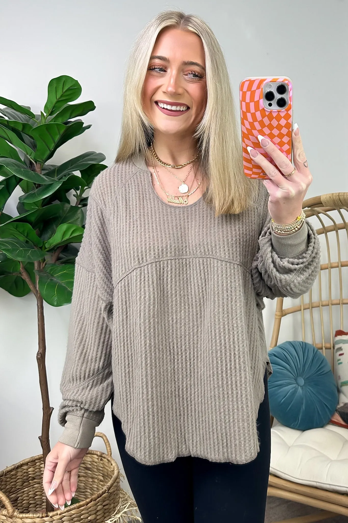 Larsyn Waffle Knit Relaxed Fit Top - FINAL SALE