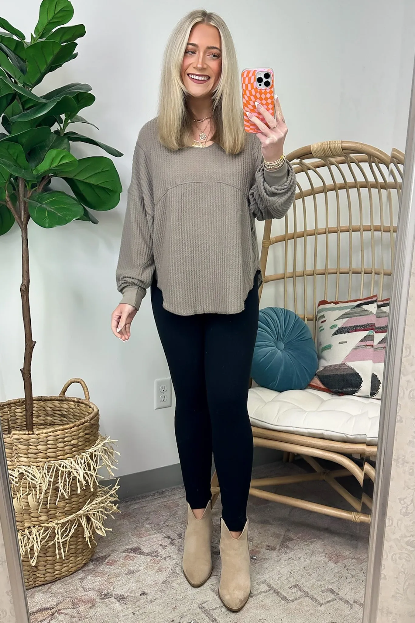 Larsyn Waffle Knit Relaxed Fit Top - FINAL SALE