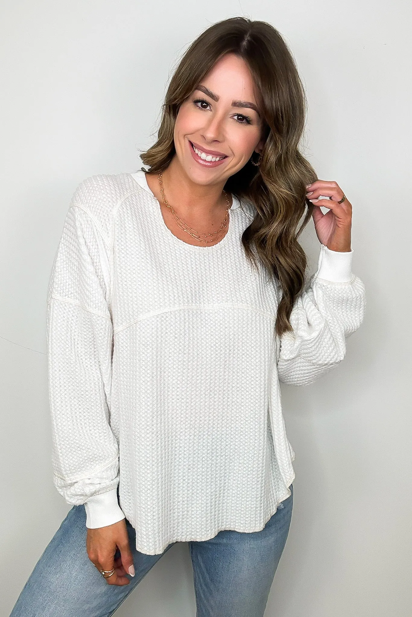 Larsyn Waffle Knit Relaxed Fit Top - FINAL SALE