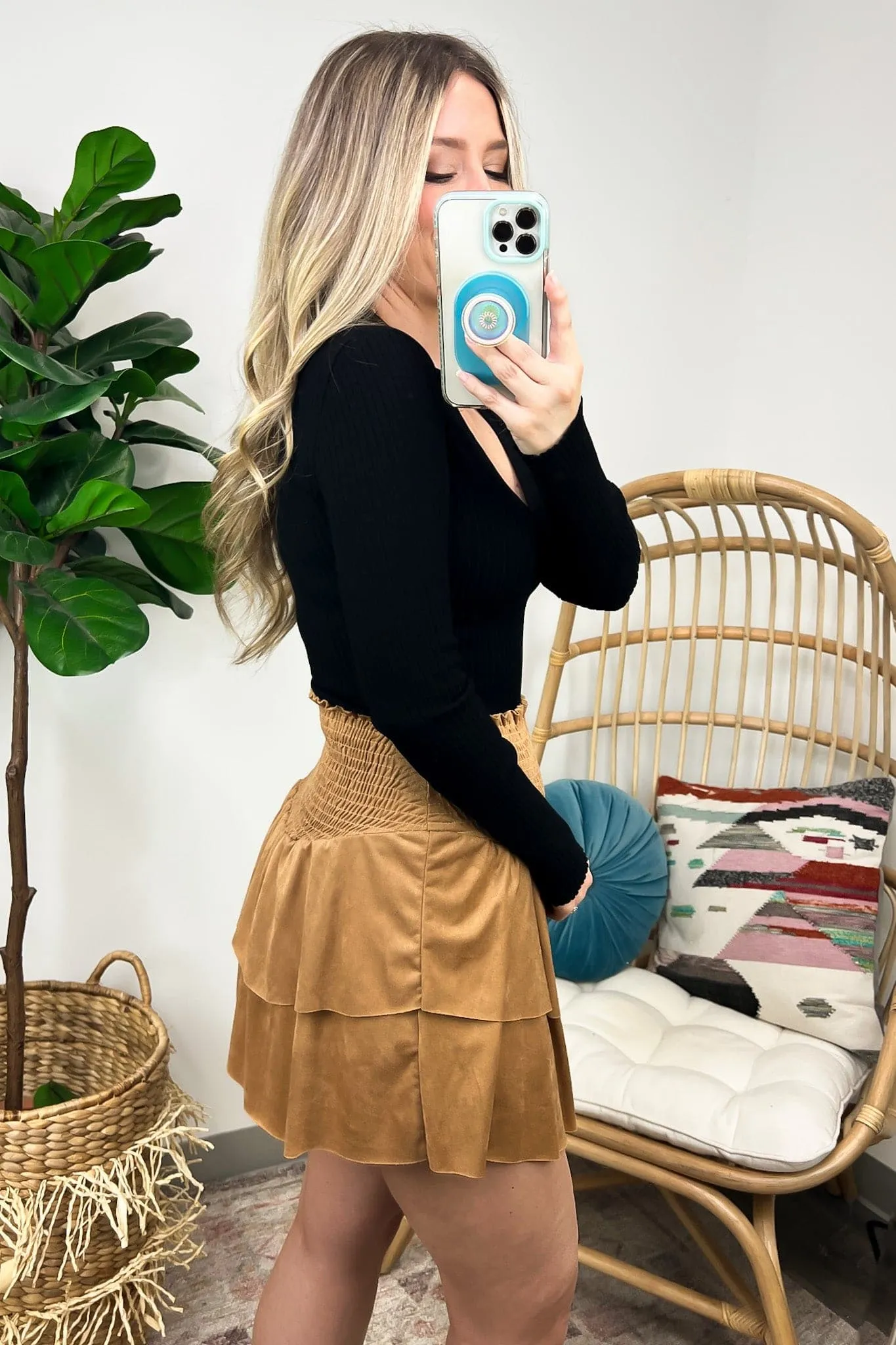 Lavern Faux Suede Tiered Skirt - FINAL SALE