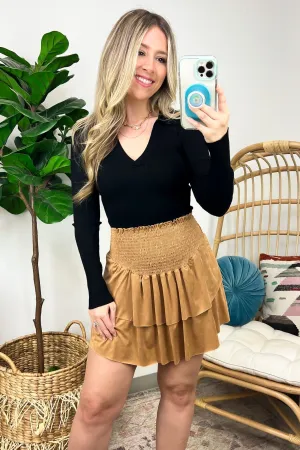 Lavern Faux Suede Tiered Skirt - FINAL SALE