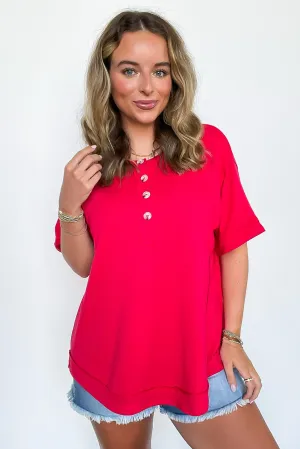Laylia Relaxed Henley Button Top