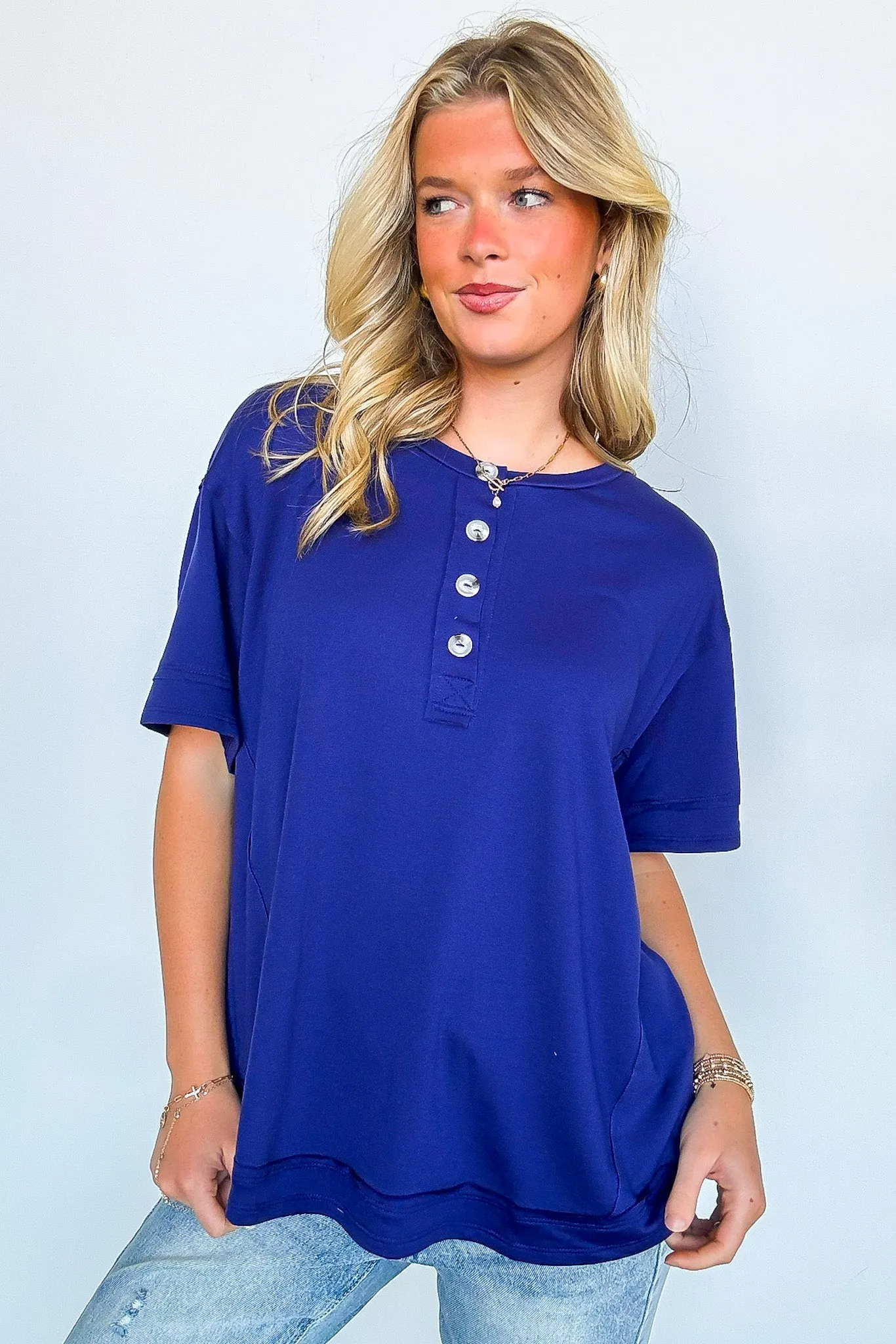Laylia Relaxed Henley Button Top