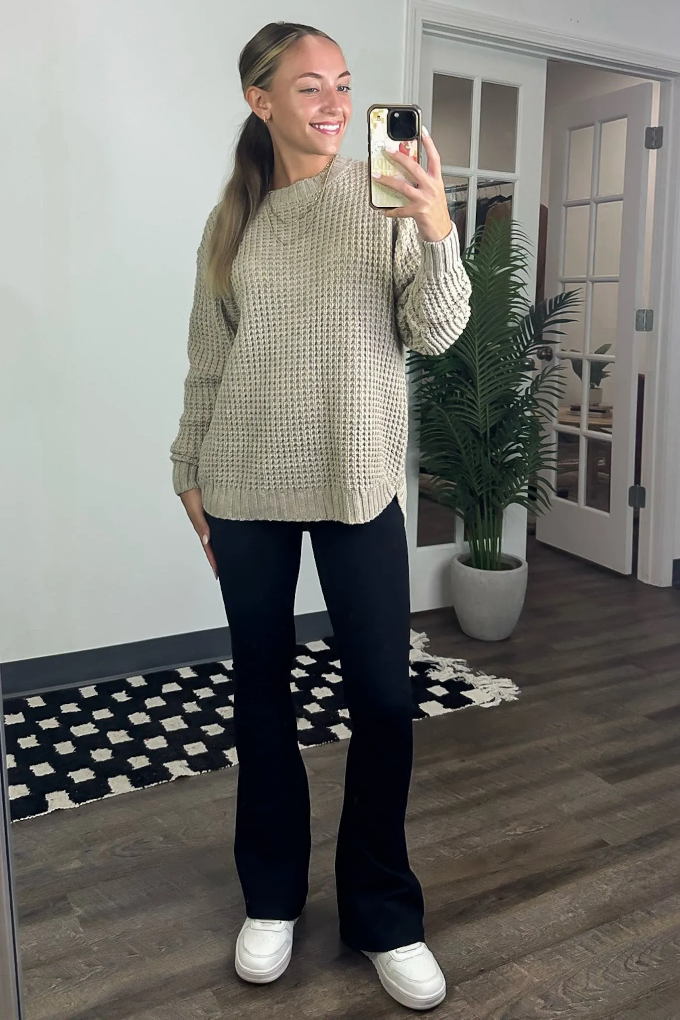 Lila High Low Waffle Knit Sweater - FINAL SALE