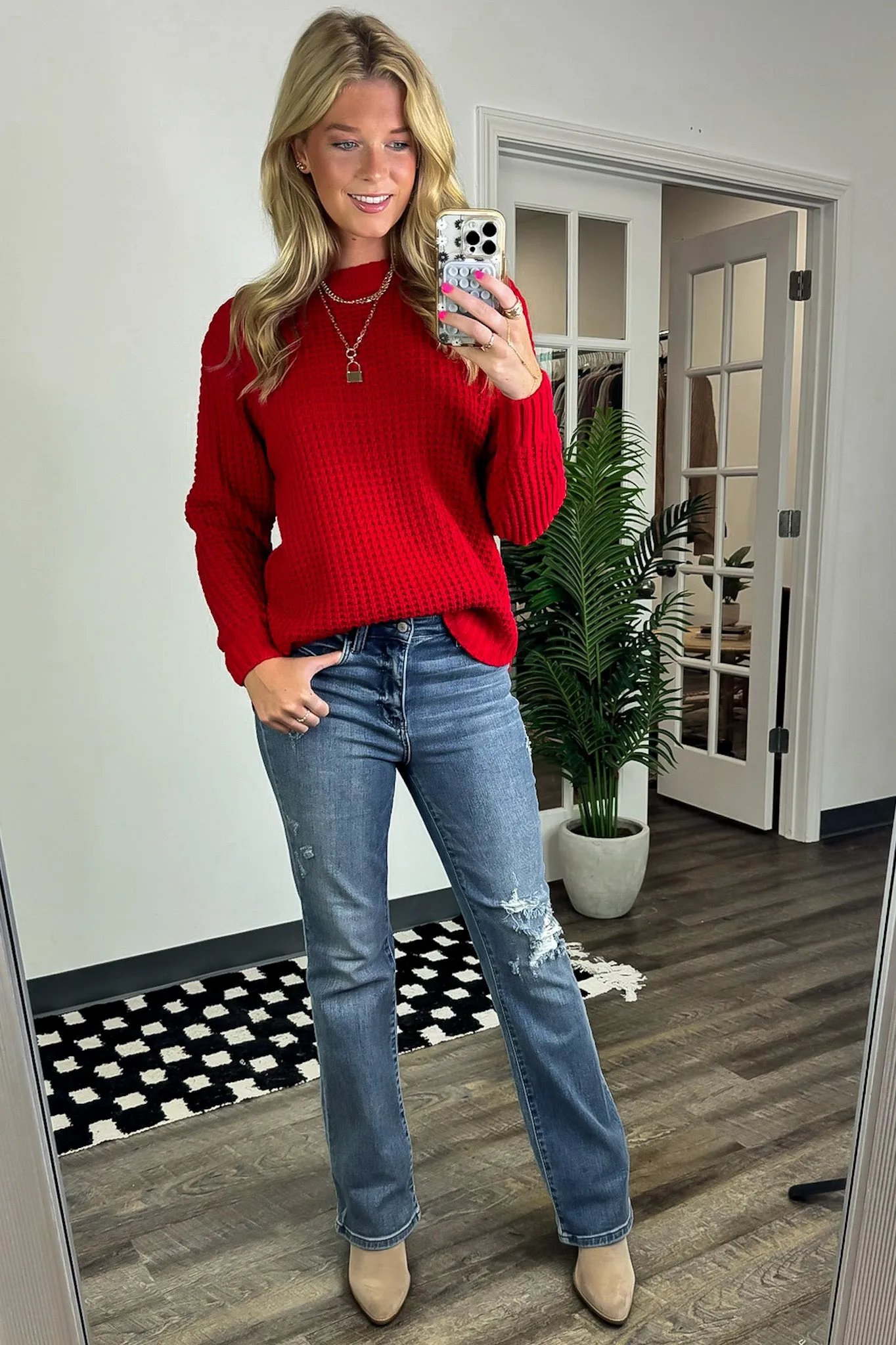 Lila High Low Waffle Knit Sweater - FINAL SALE