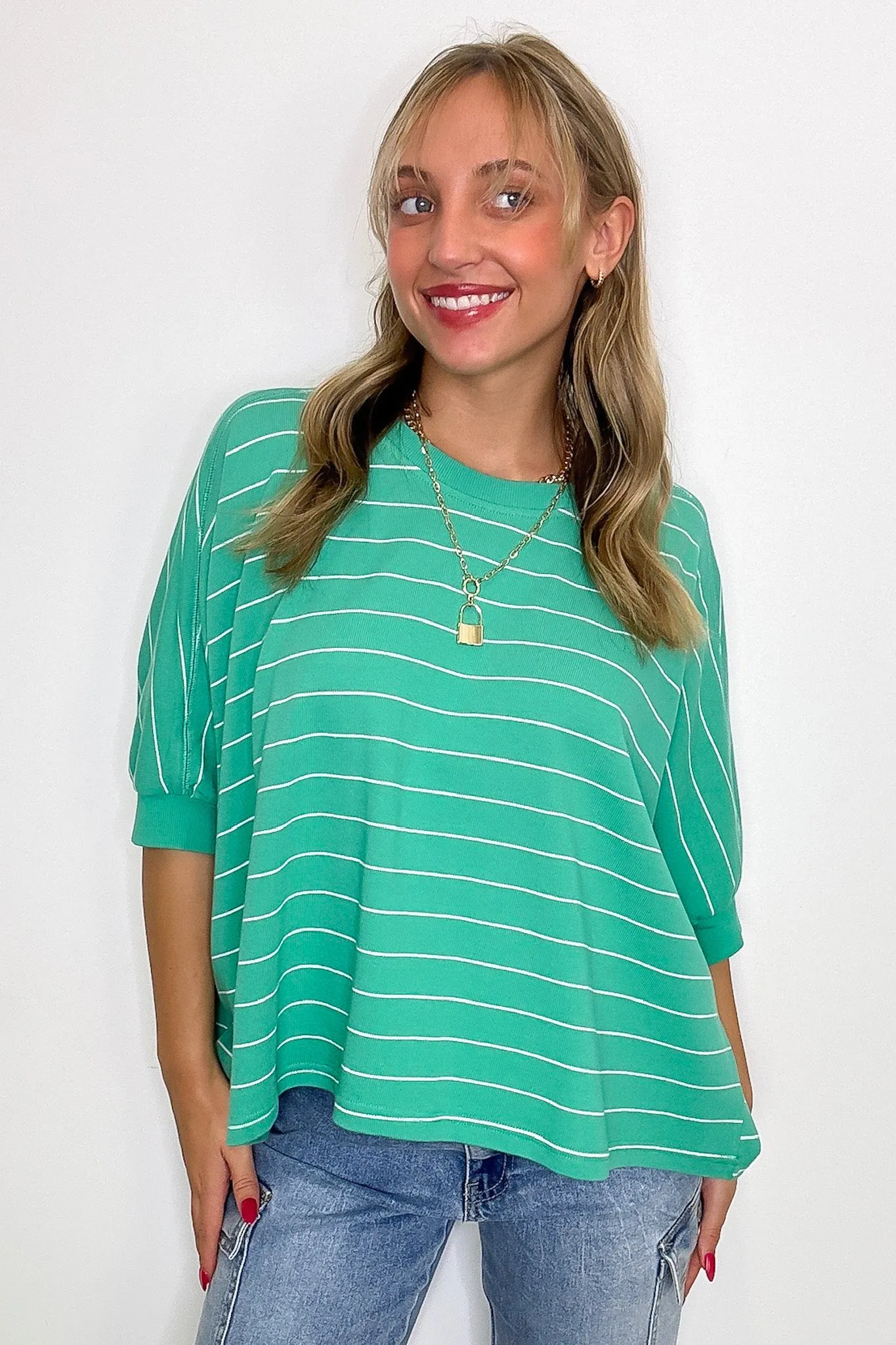 Line by Line Striped Dolman Knit Top