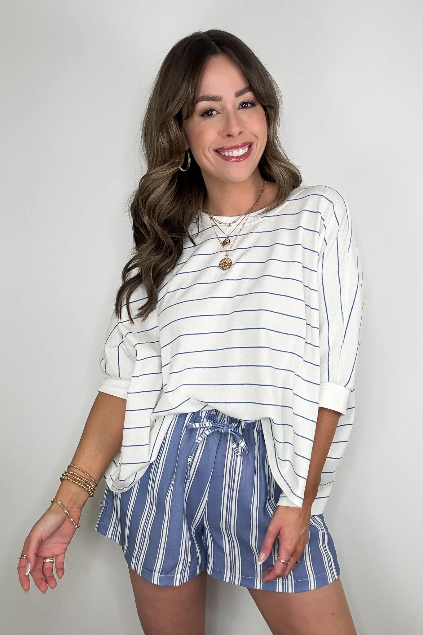 Line by Line Striped Dolman Knit Top