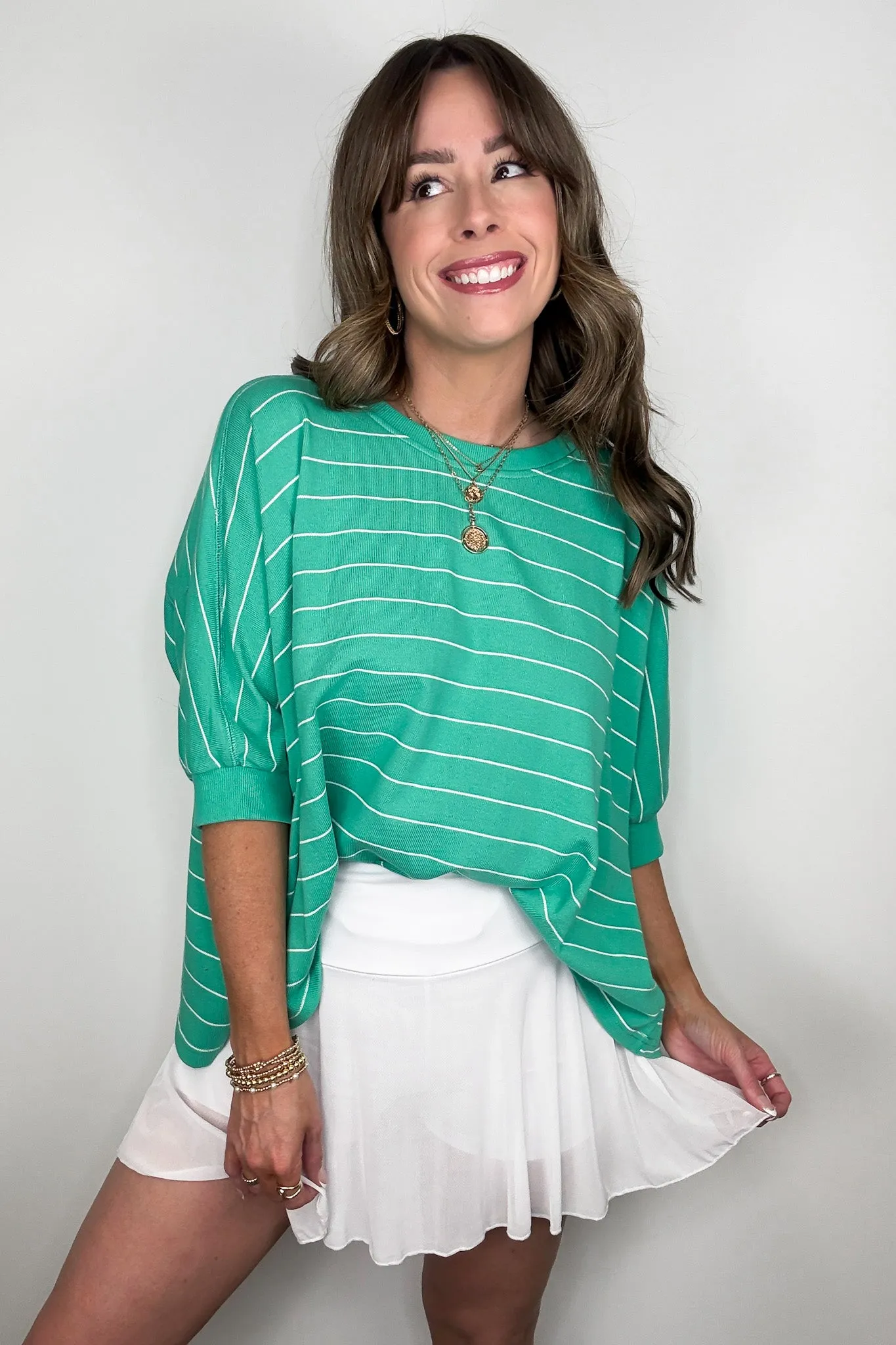 Line by Line Striped Dolman Knit Top