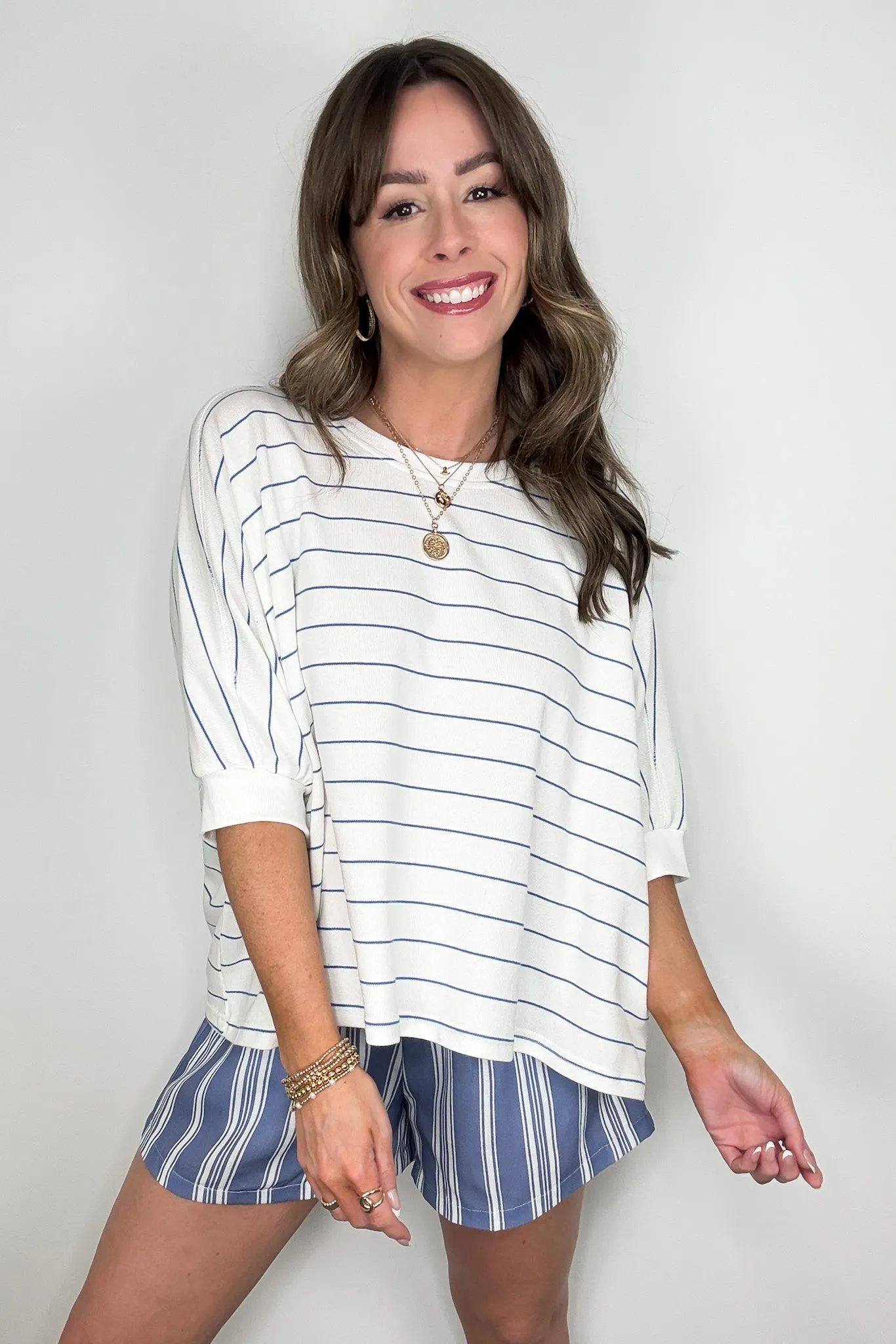 Line by Line Striped Dolman Knit Top