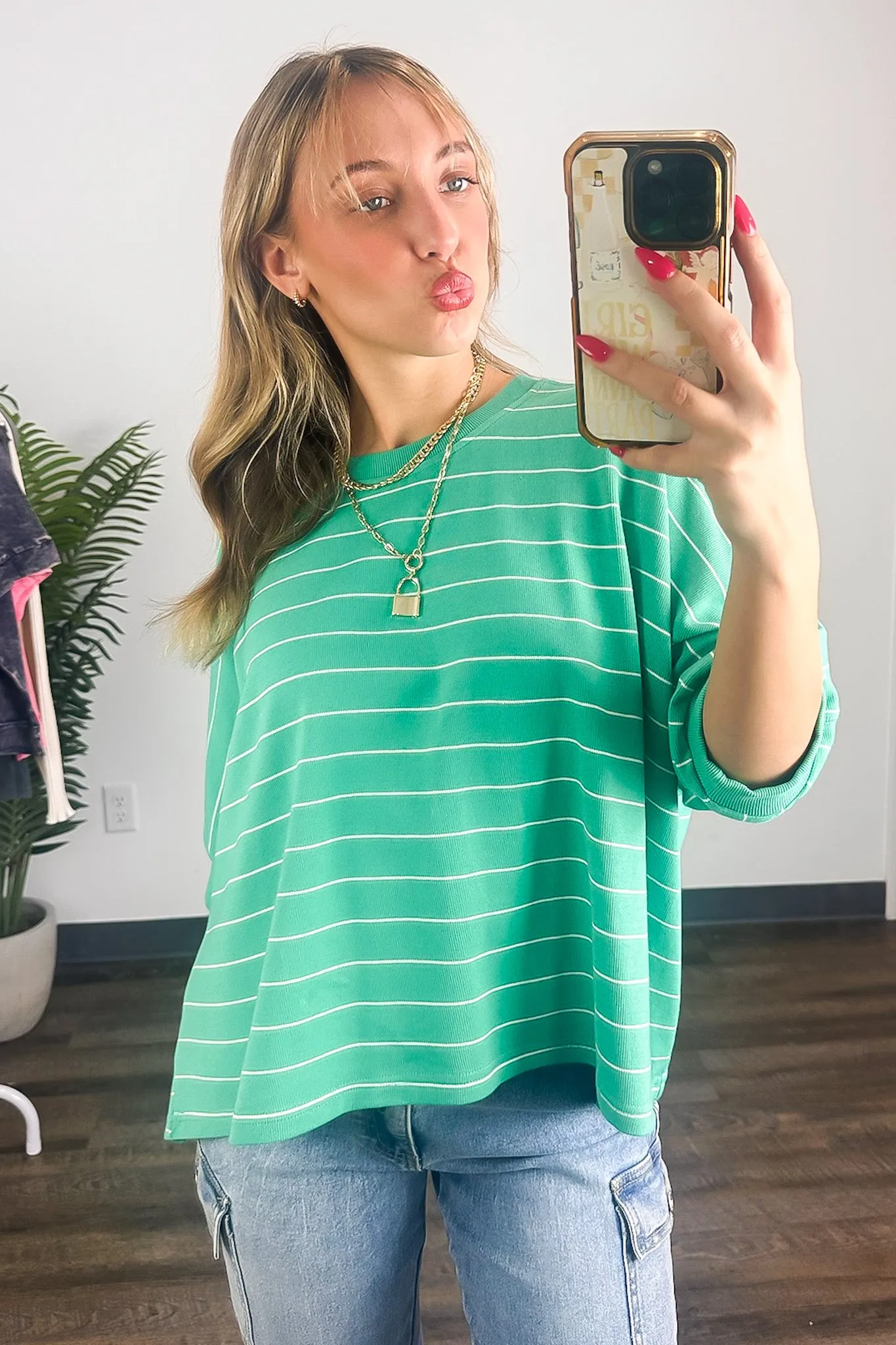 Line by Line Striped Dolman Knit Top