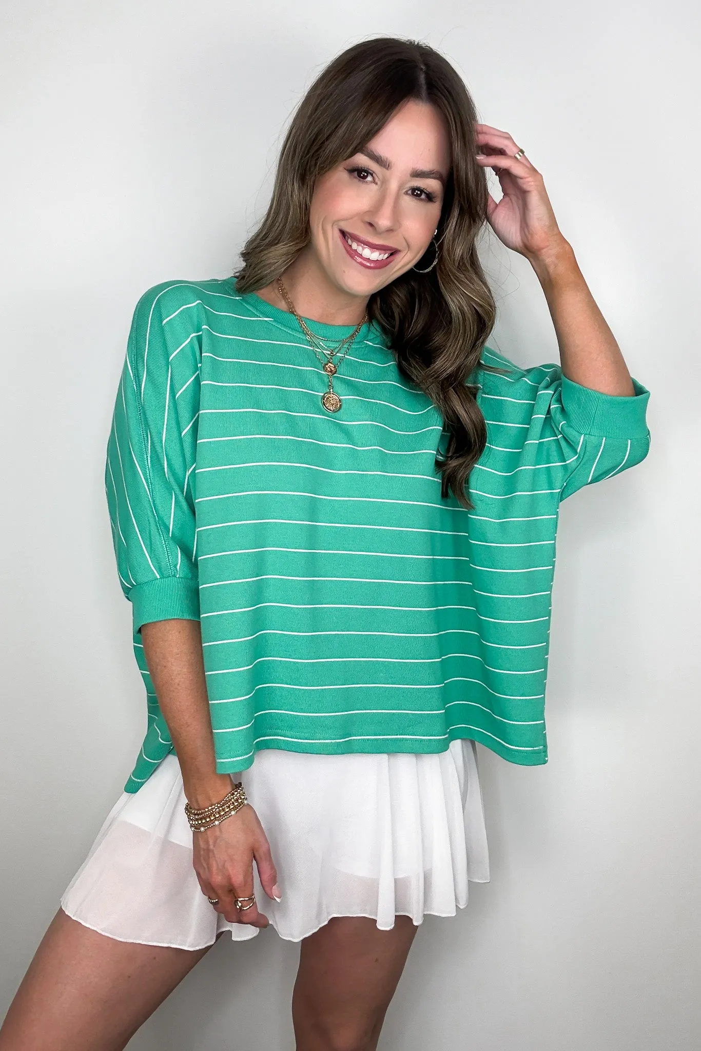 Line by Line Striped Dolman Knit Top