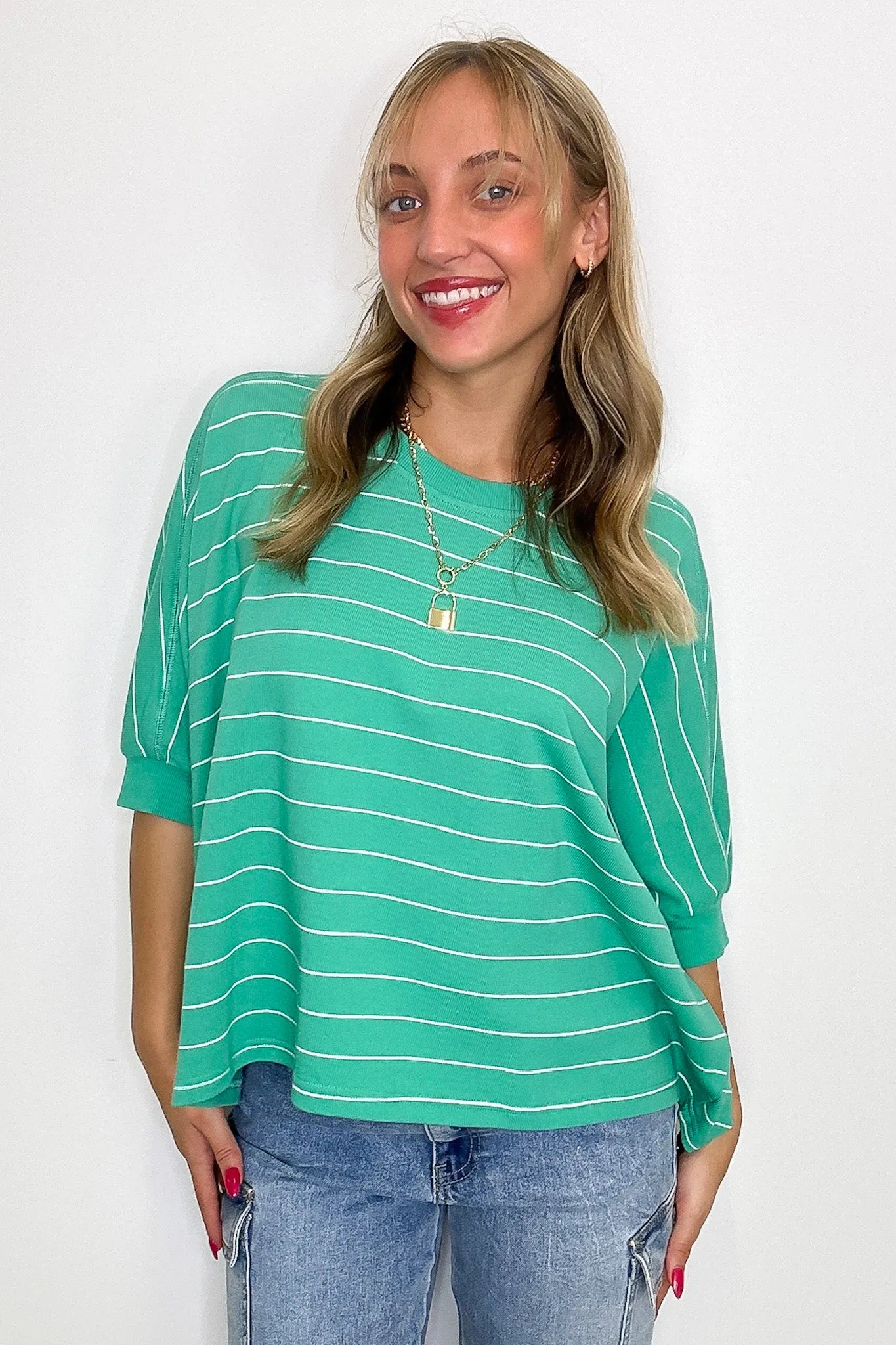 Line by Line Striped Dolman Knit Top